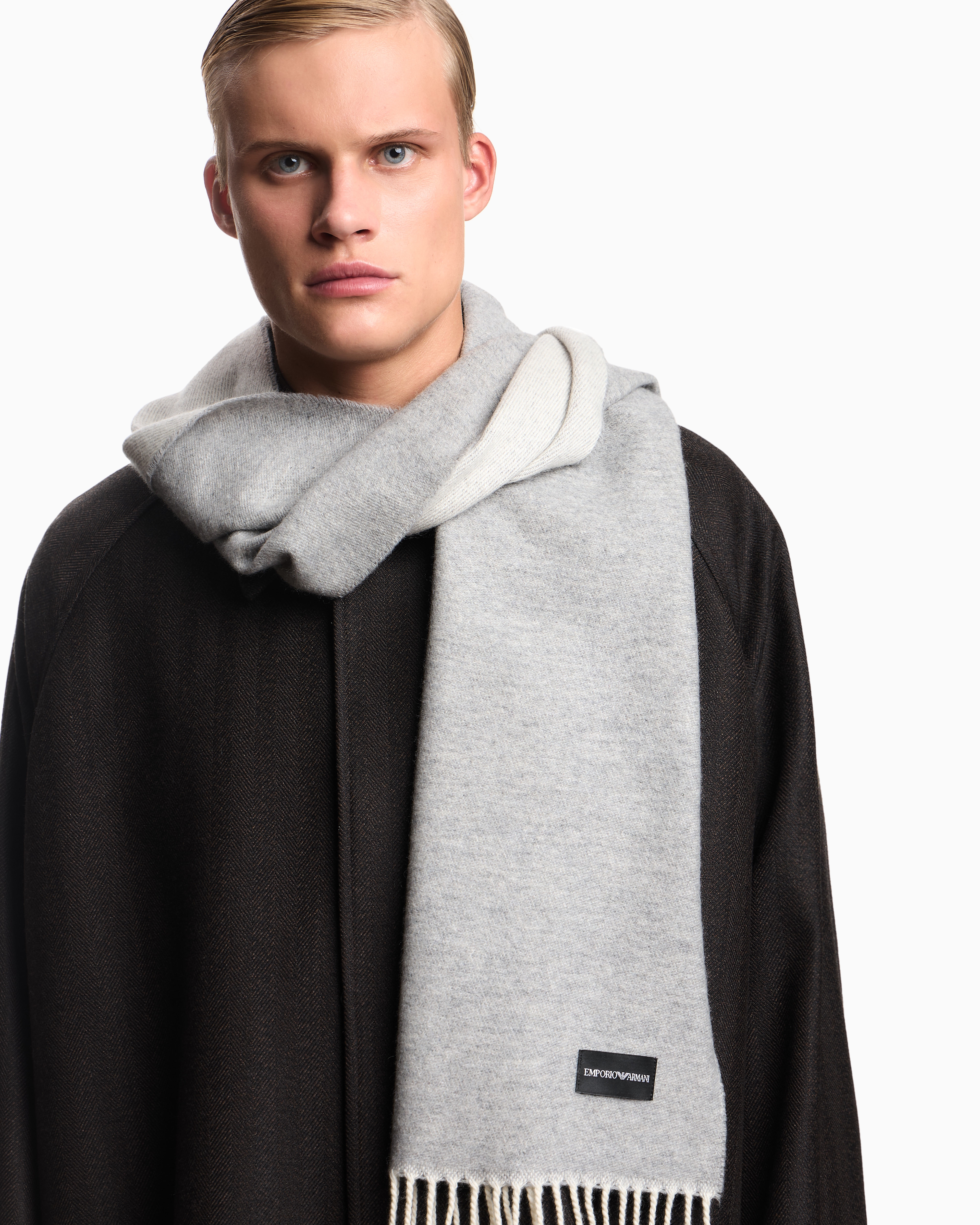 Emporio Armani - Pure cashmere scarf, Man, Green, Size: TU