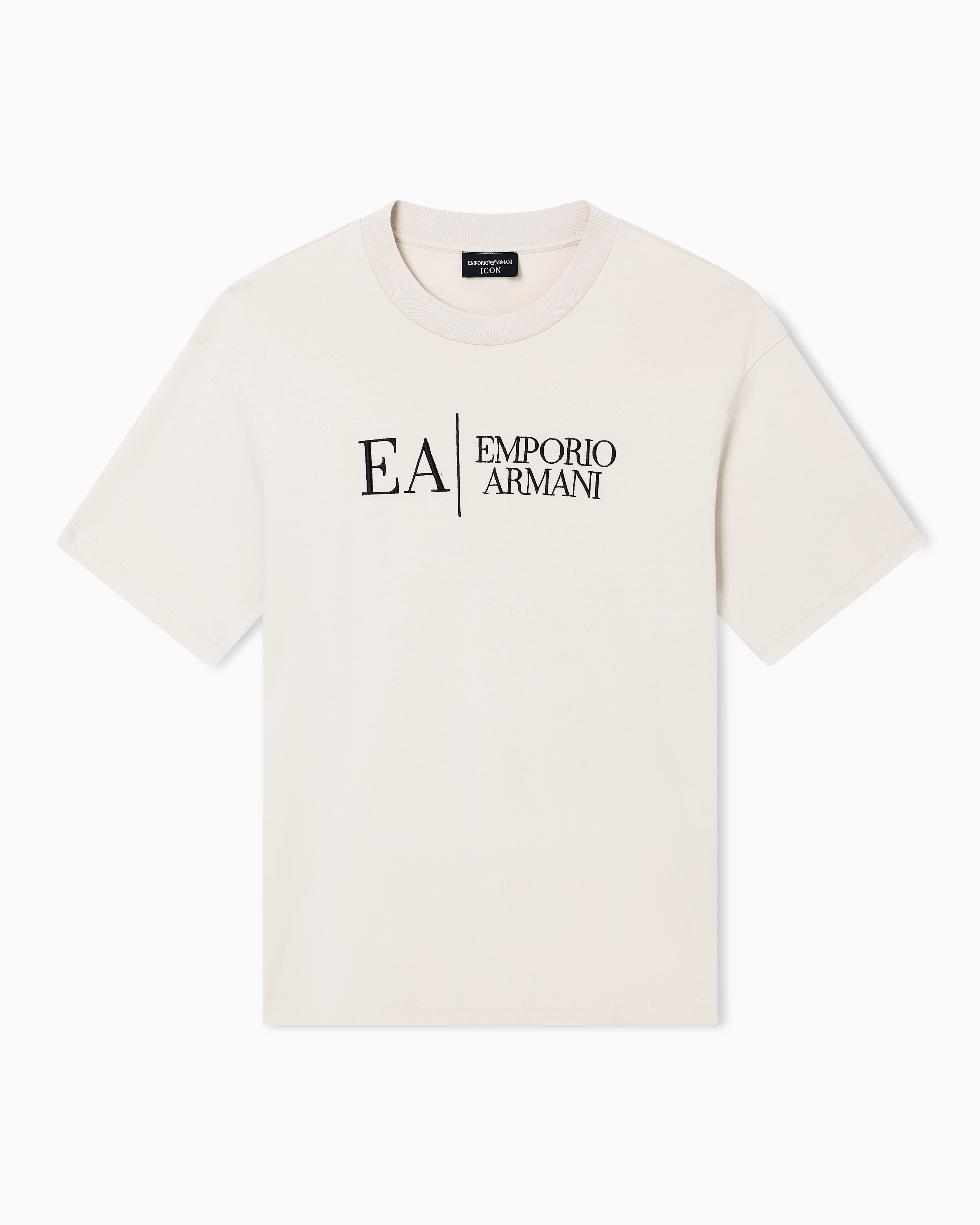 Emporio Armani Beige Icon Interlock Jersey T-Shirt With Embroidery