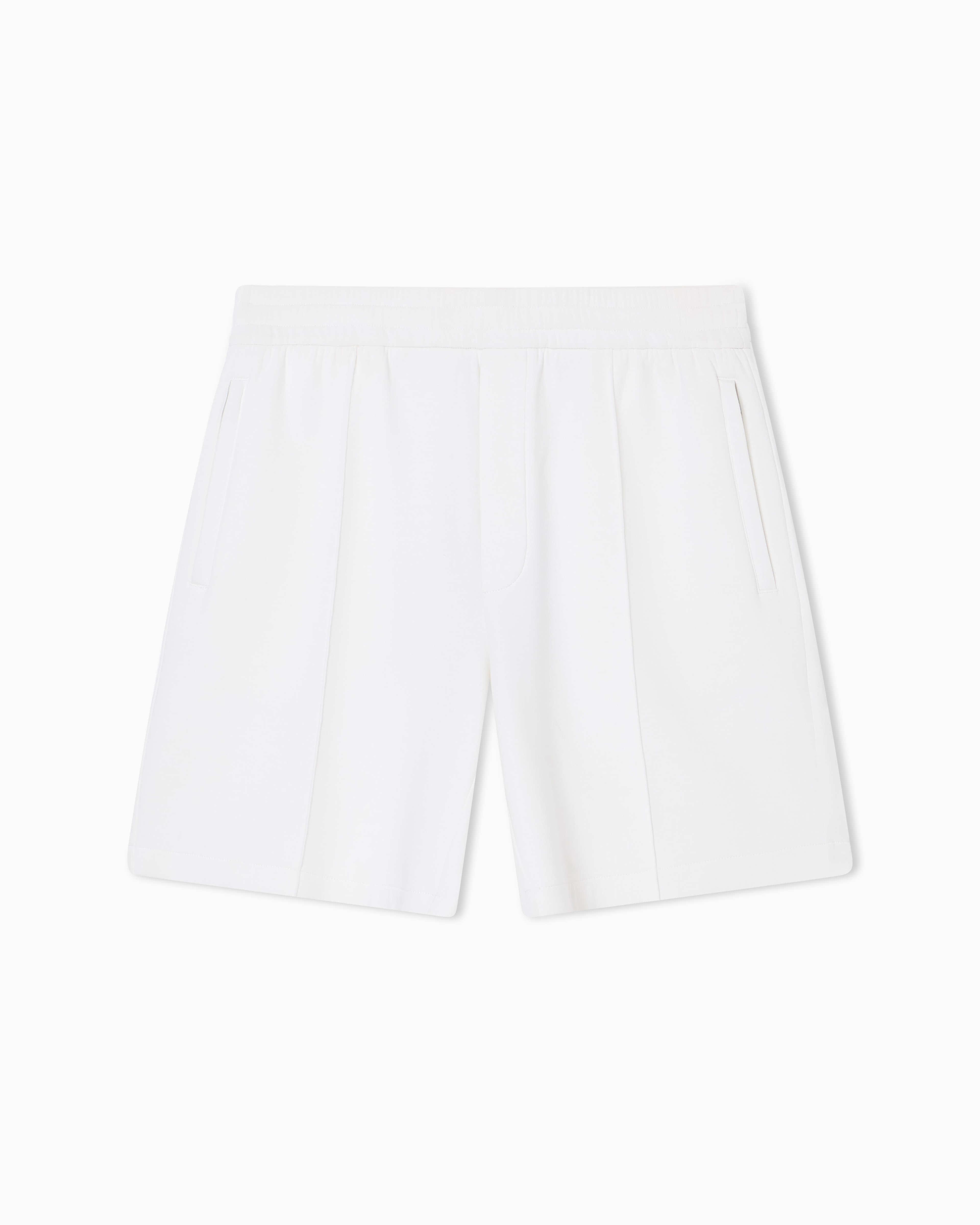 Emporio Armani White Double-Jersey Bermuda Shorts With Ribs