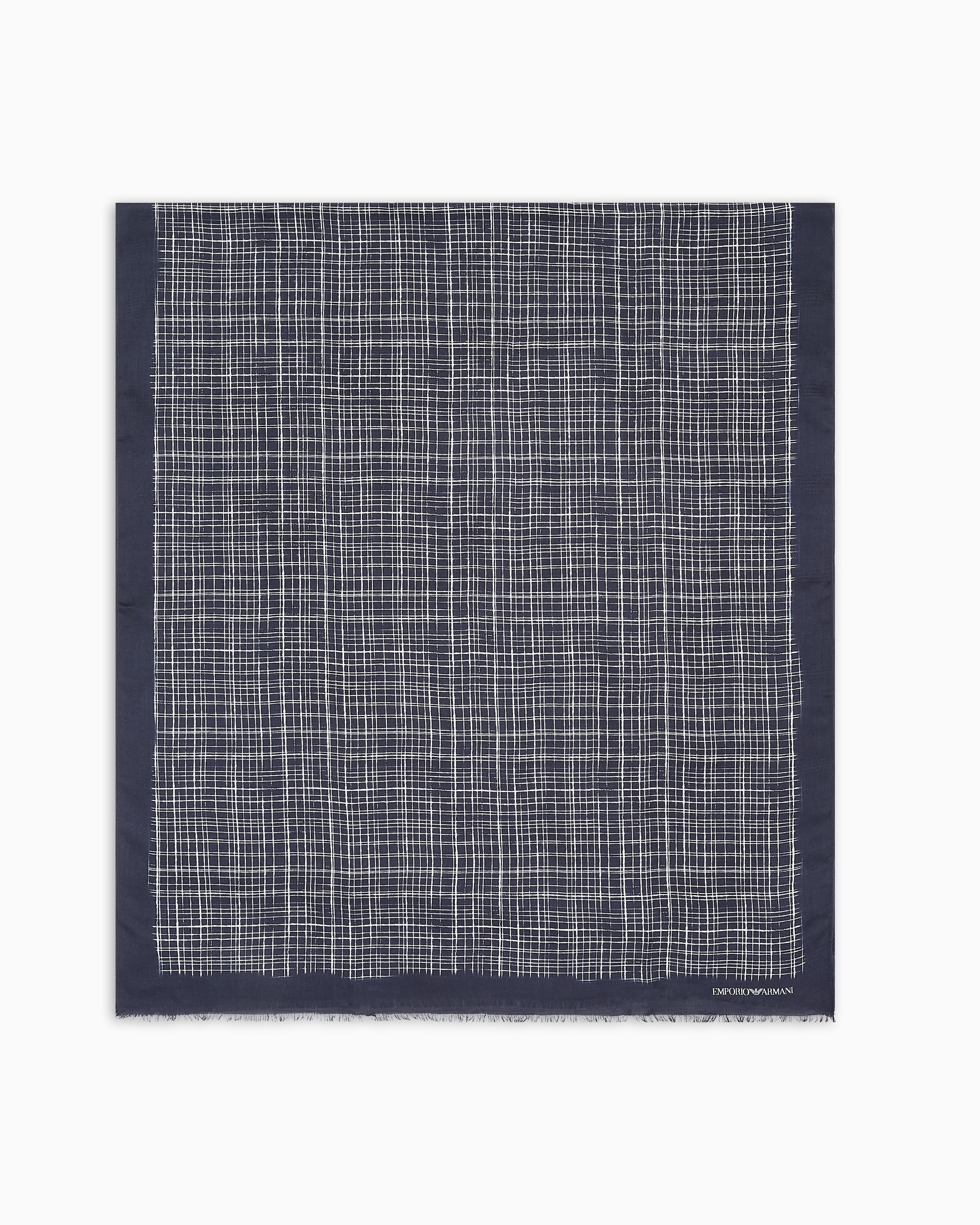 Emporio Armani Blue Modal Stole With Jacquard Pattern