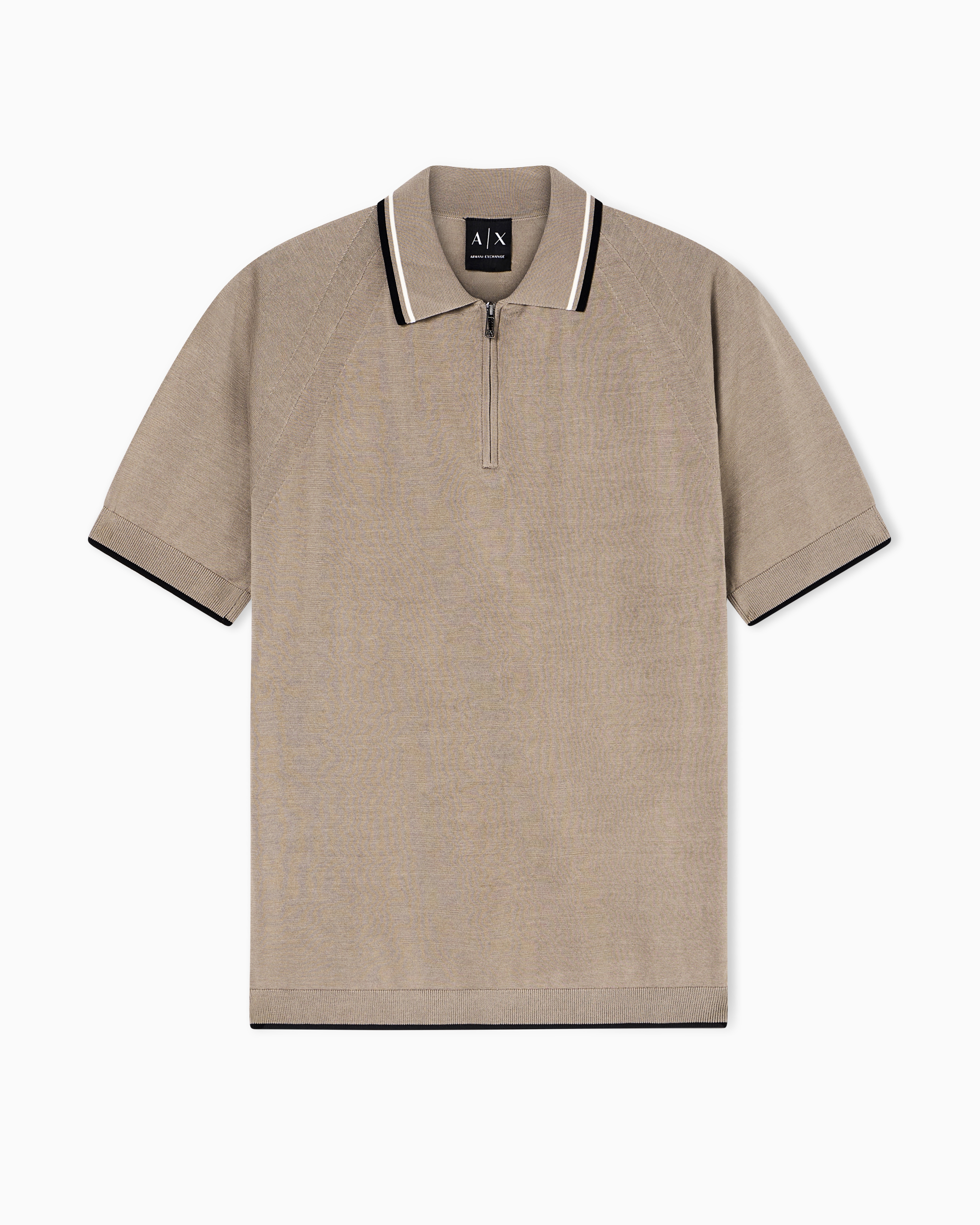 Armani Exchange Knitted Polo Shirts In Gray