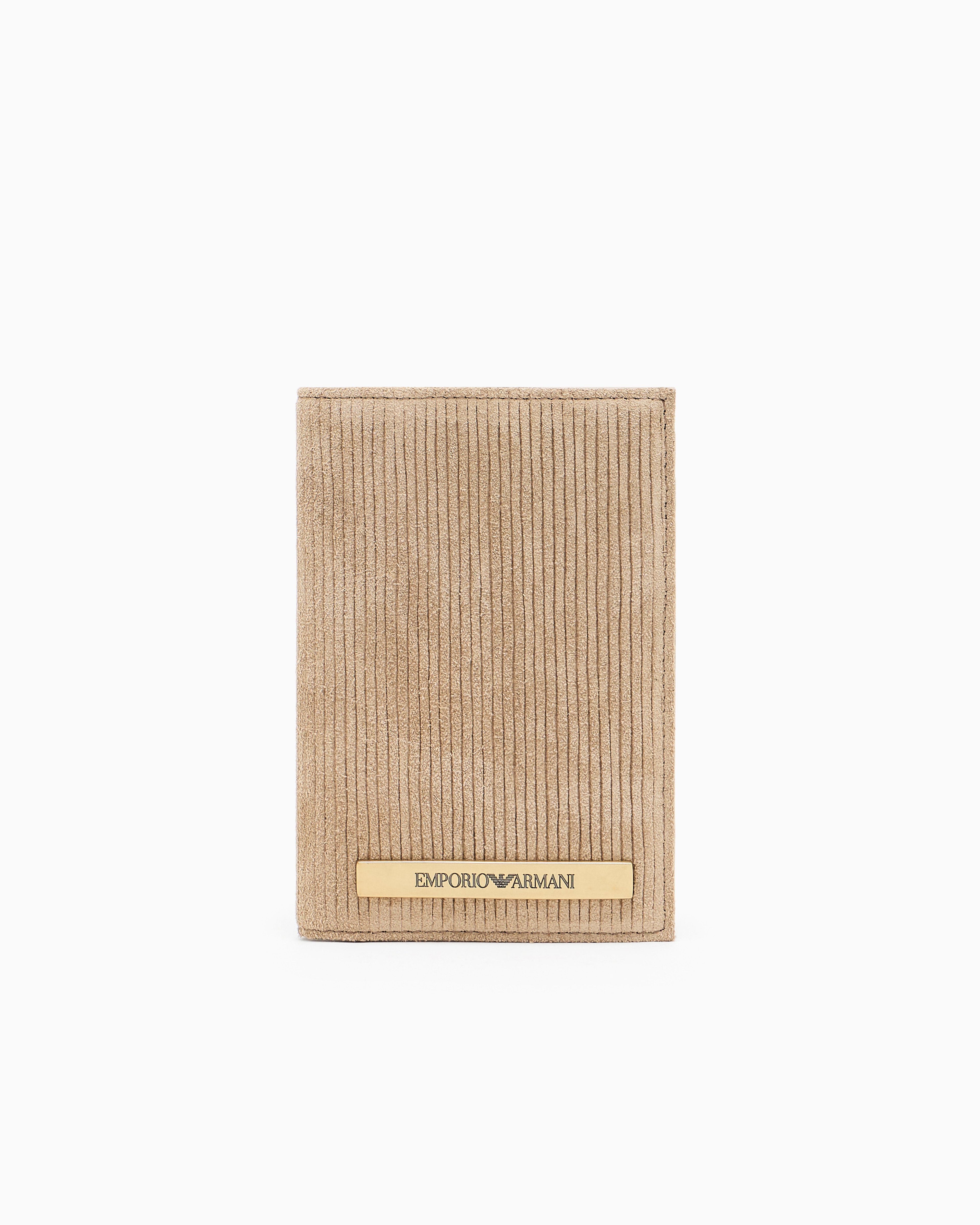 Emporio Armani Grey Embossed Suede Vertical Card Holder