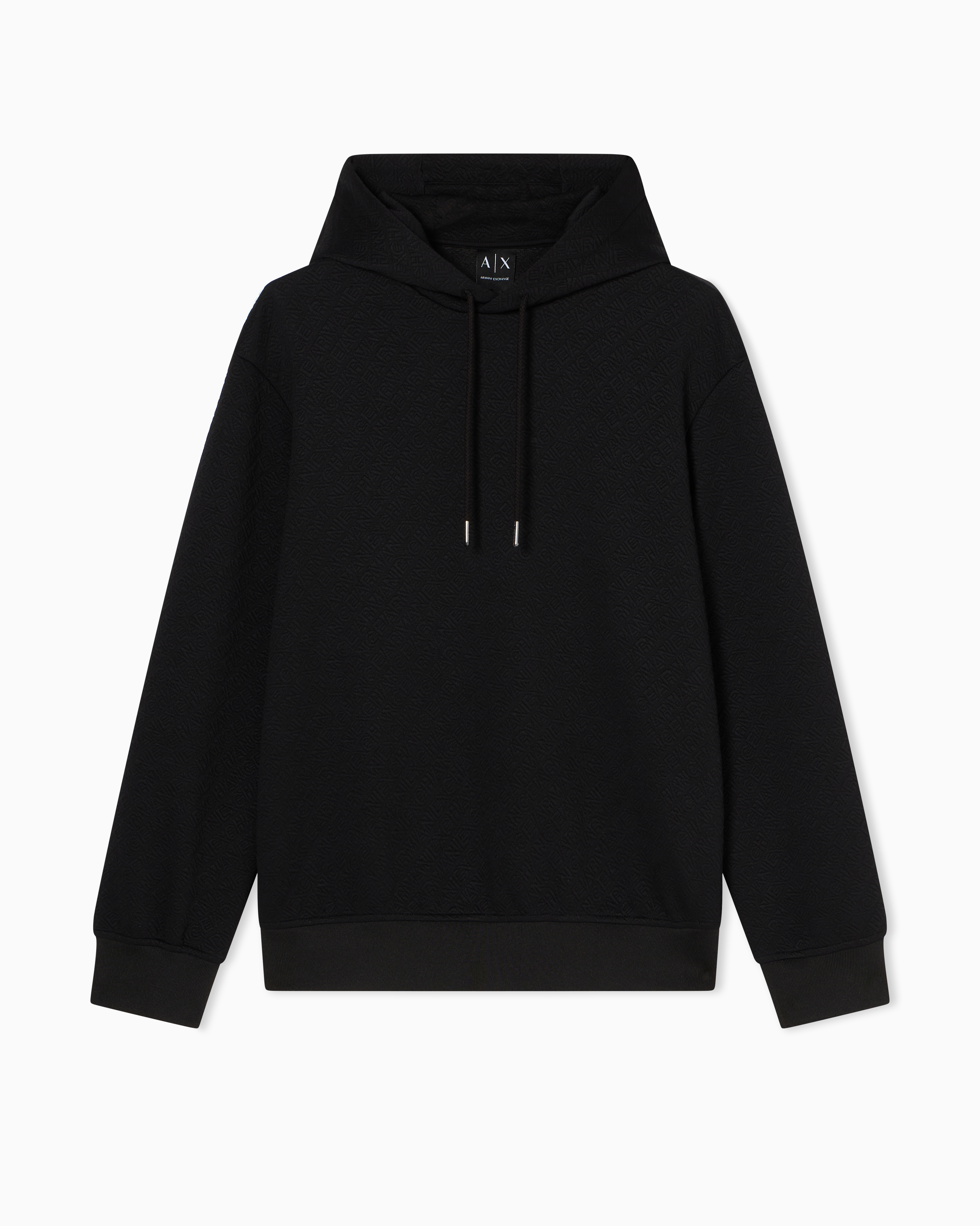 Armani Exchange Black Stretch Jacquard Hoodie