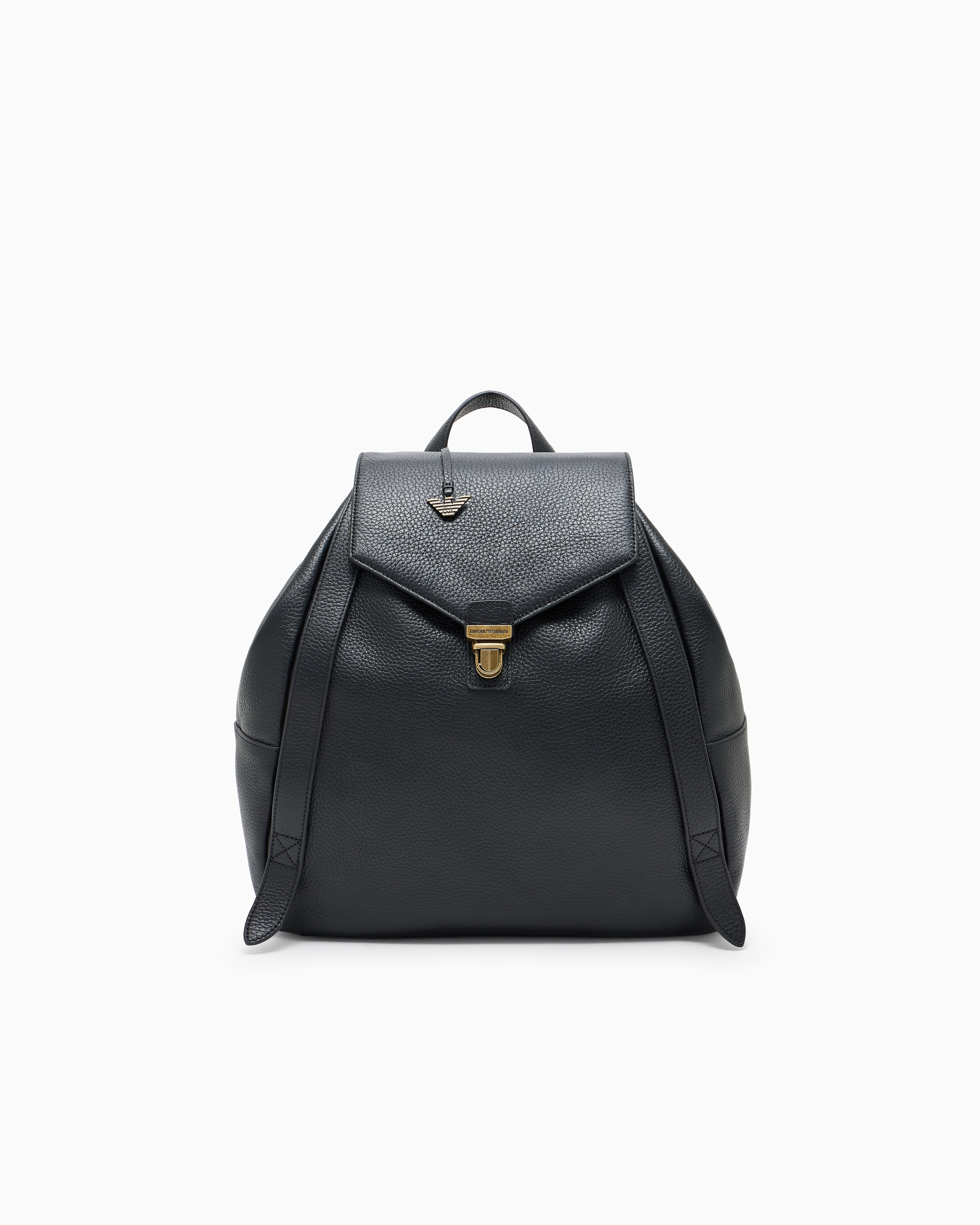 Emporio Armani Black Icon Pebbled Leather Backpack