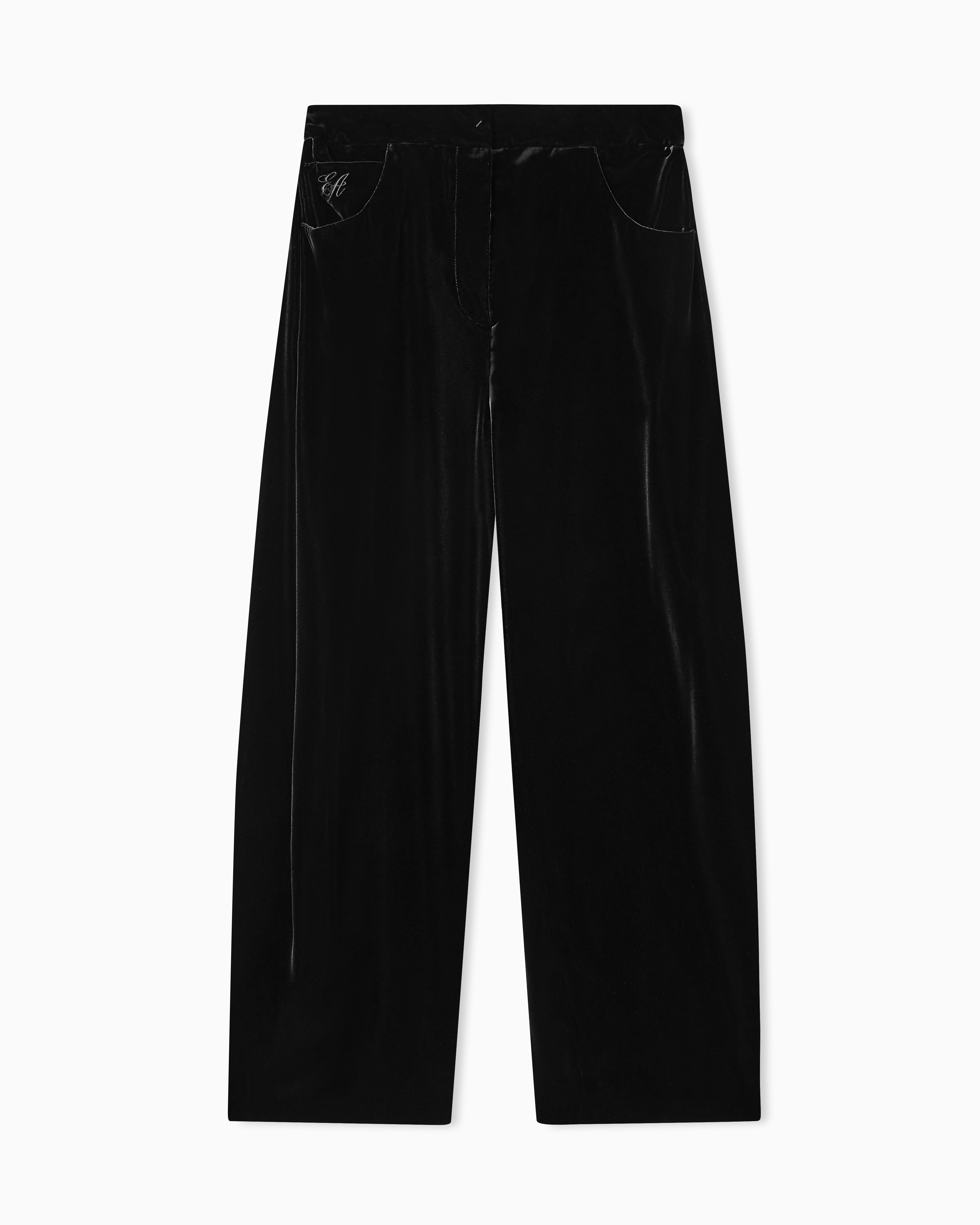 Emporio Armani - Liquid-velvet oval-leg trousers, Woman, Black, Size: