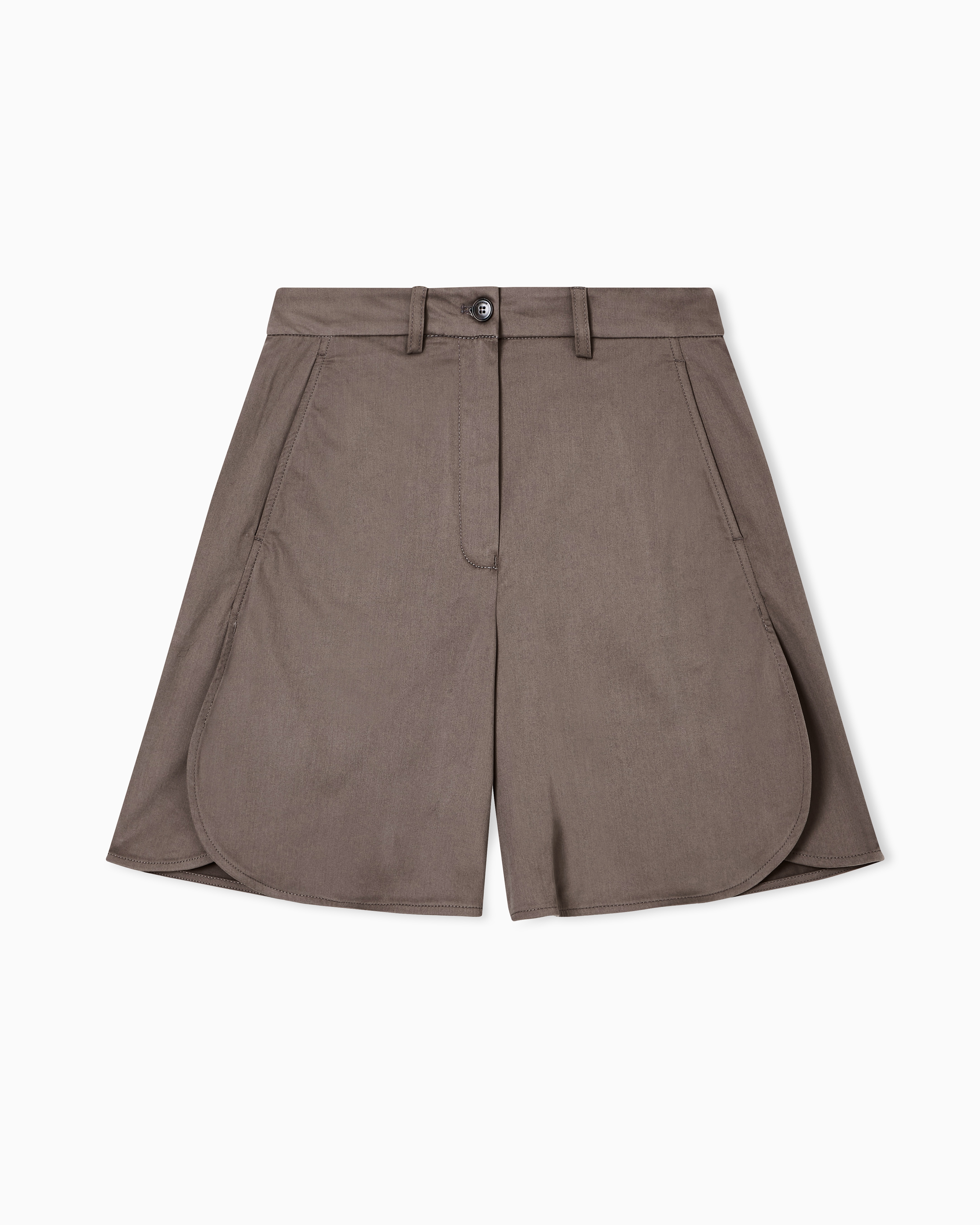 Emporio Armani - Polished cotton shorts, Woman, Brown, Size: