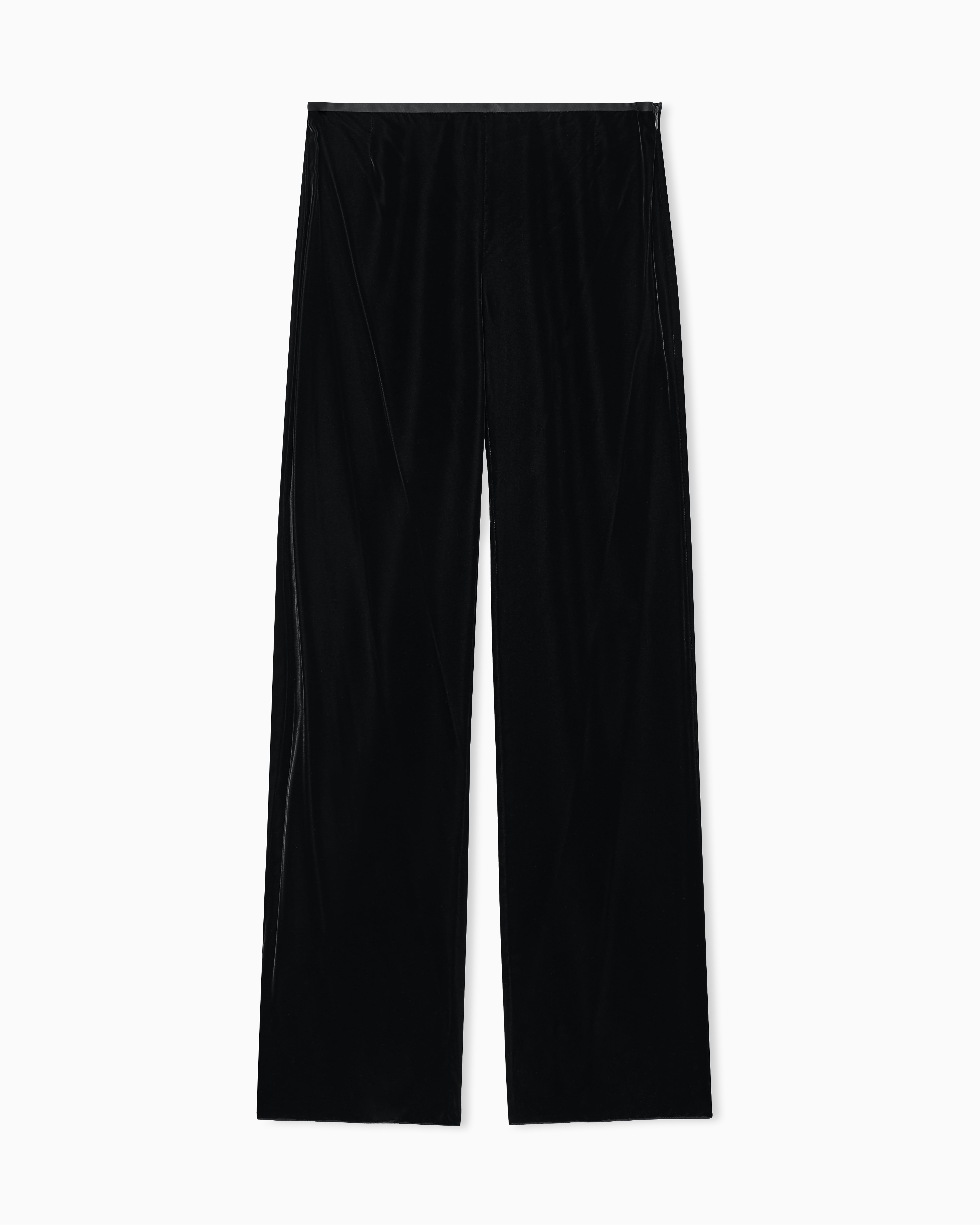 Emporio Armani - Velvet palazzo trousers, Woman, Navy Blue, Size: