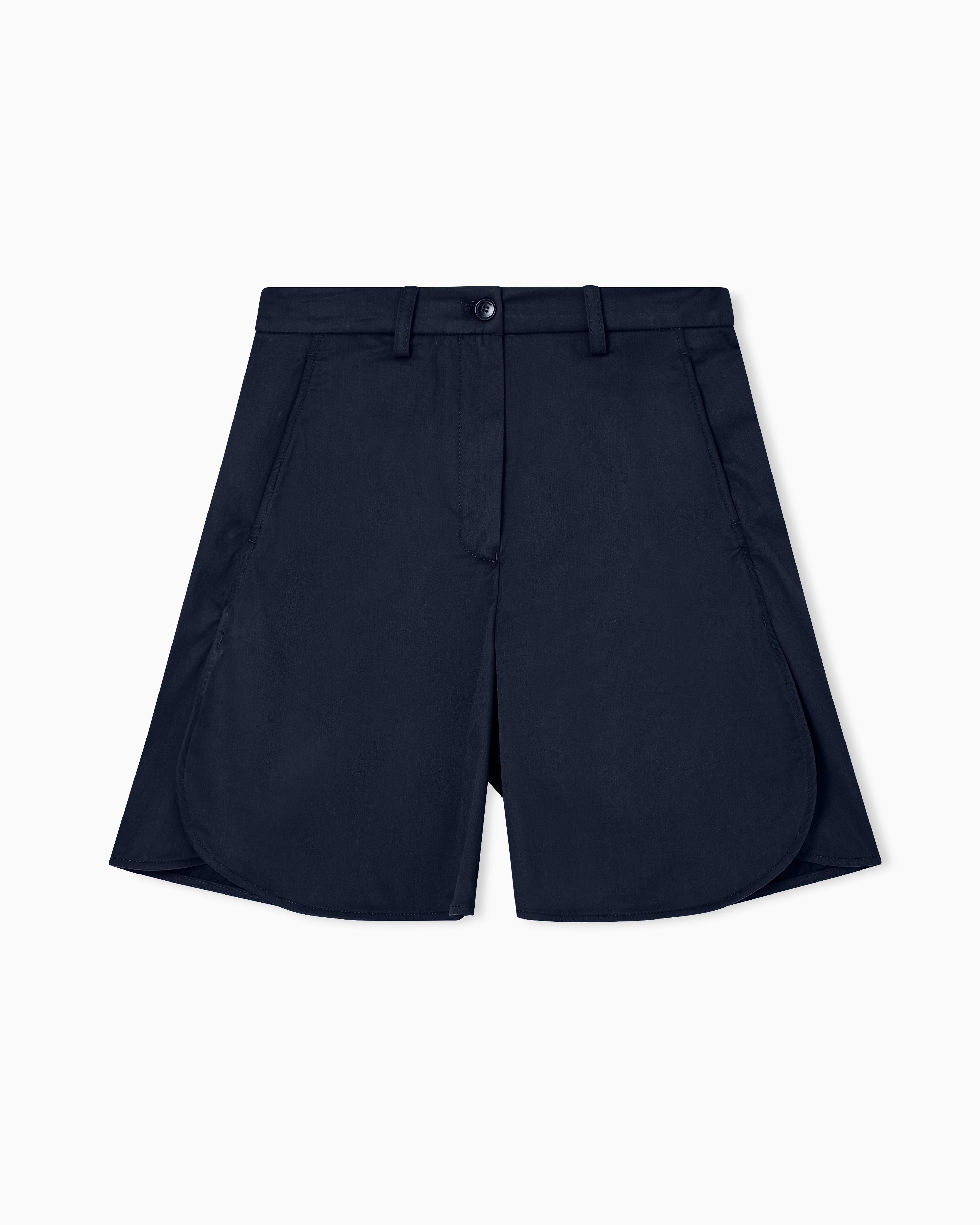 Emporio Armani - Polished cotton shorts, Woman, Blue, Size: