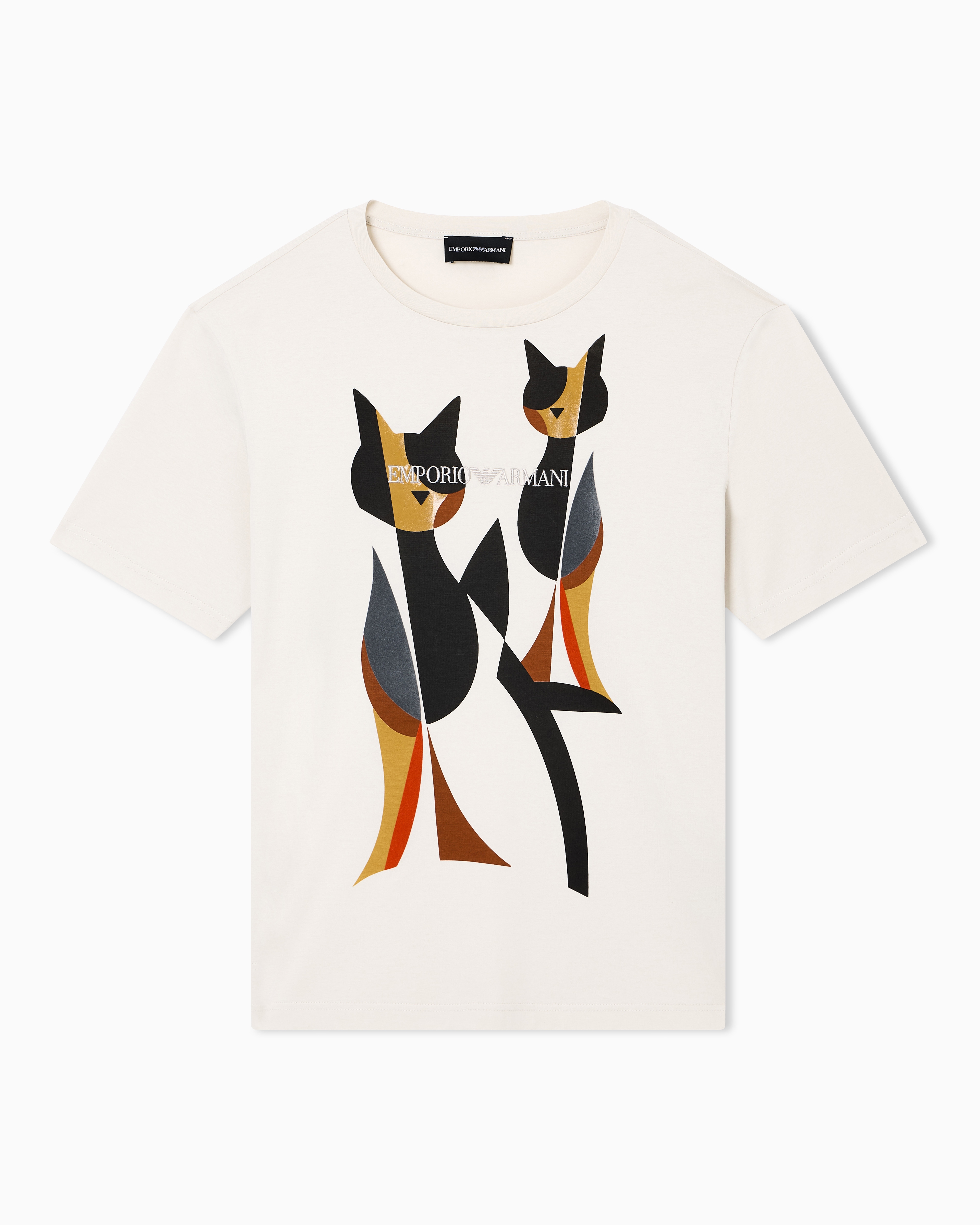 Emporio Armani T-Shirt In Jersey Soggetto Gatti Après