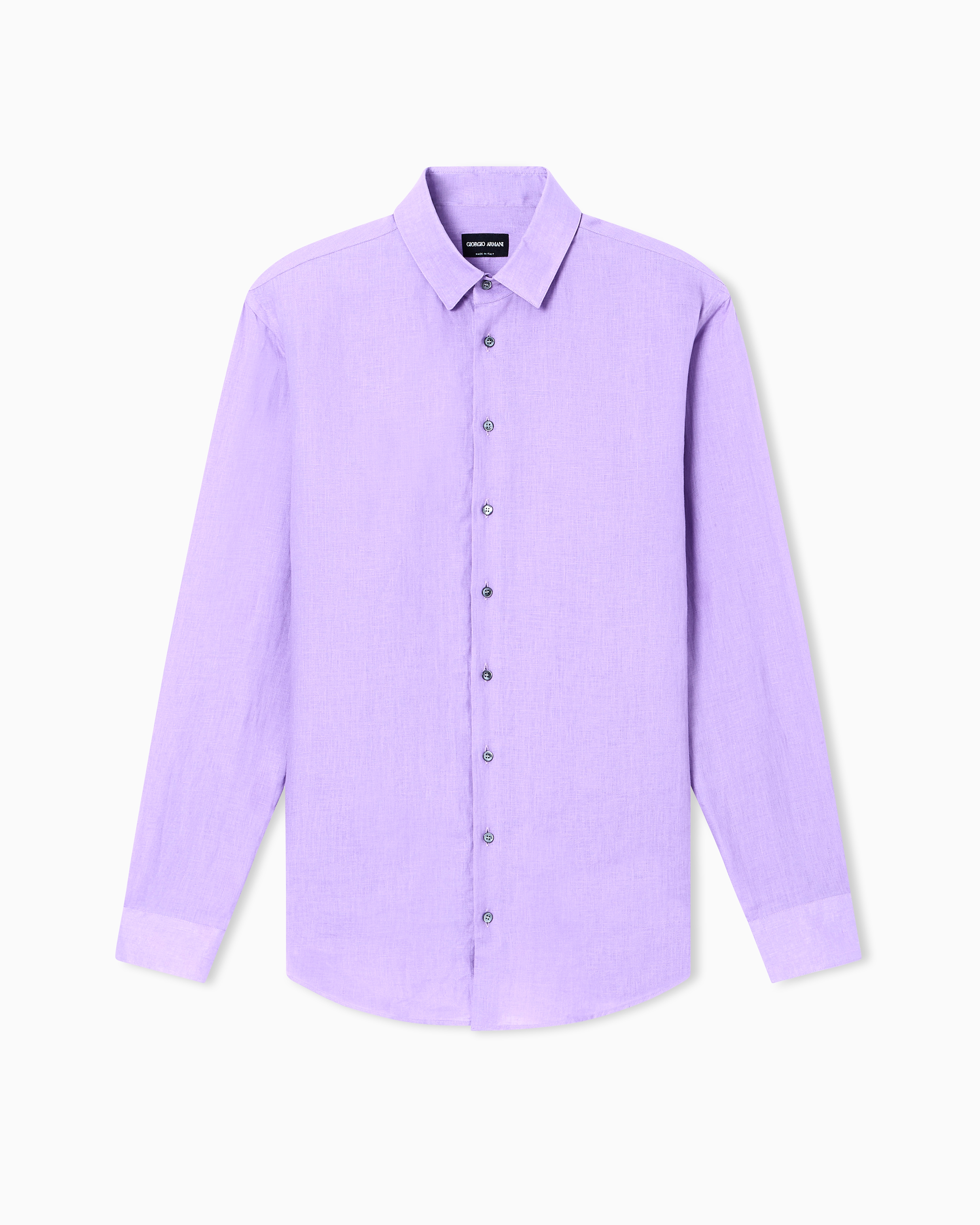 Giorgio Armani Men's Purple Regular-Fit Shirt In Linen