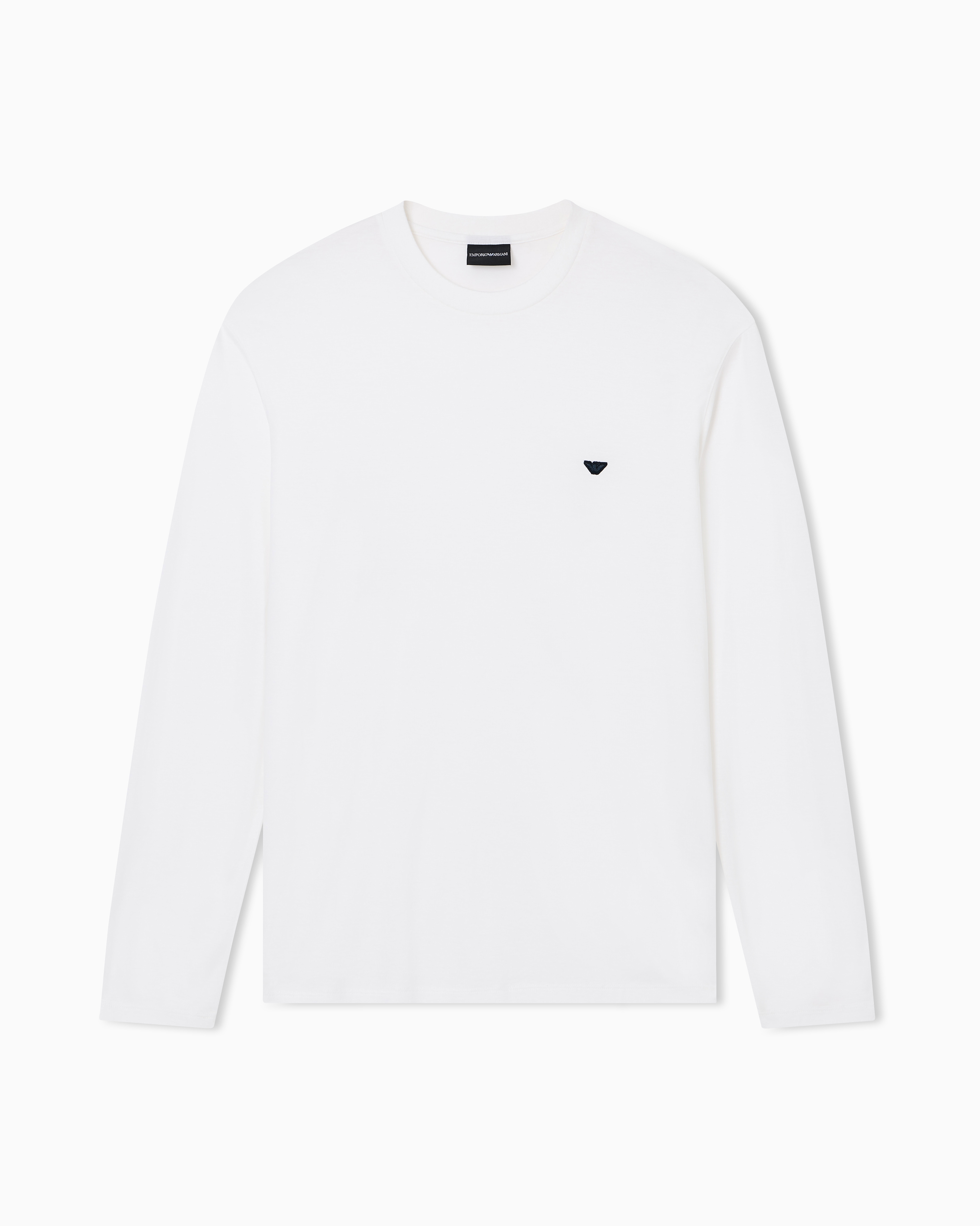 Emporio Armani Men's White Lyocell-Blend Jersey Jumper With Embossed Eagle Embroidery