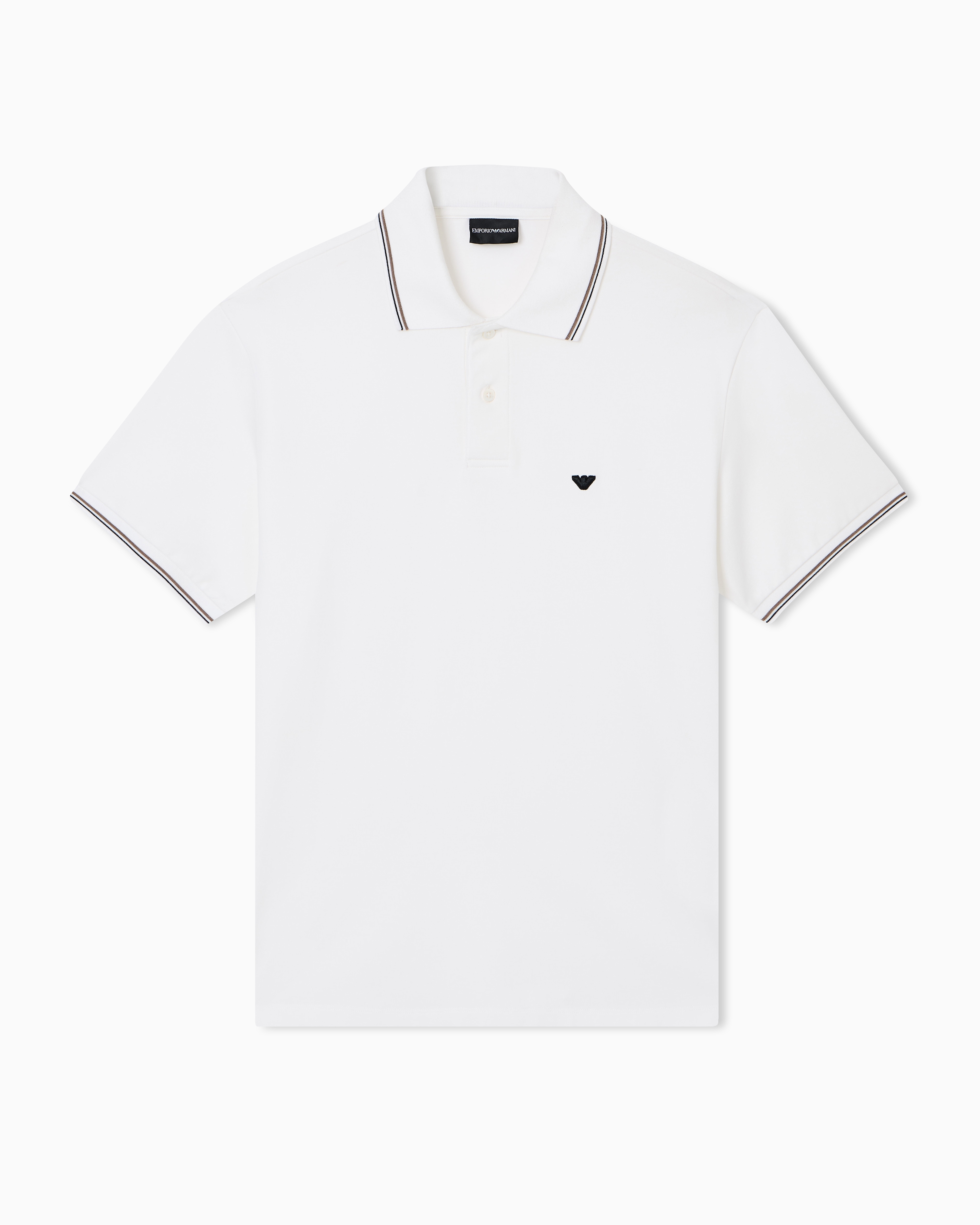 Emporio Armani White Polo Shirt Essential In Regular Fit Cotton Jersey