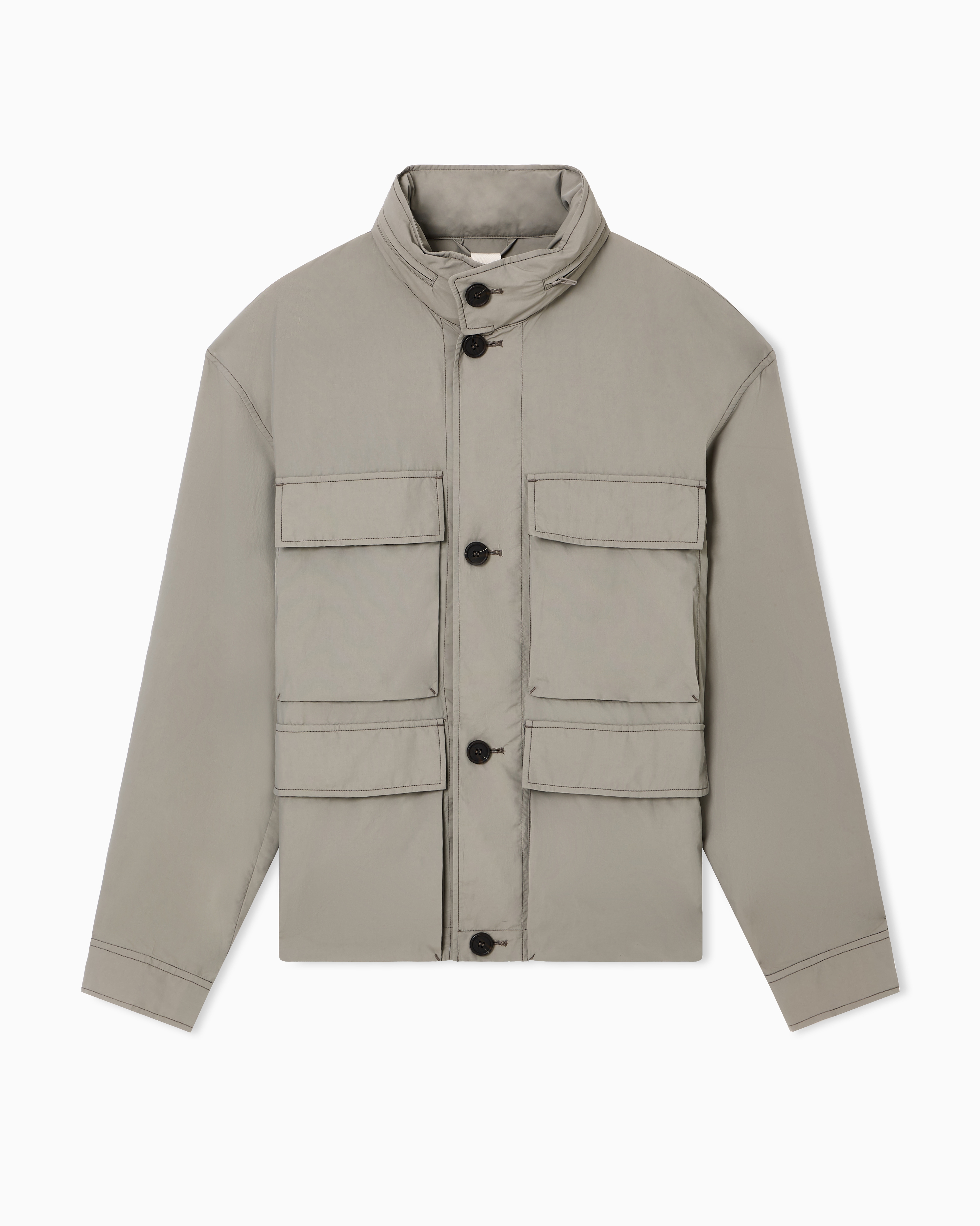 Emporio Armani Grey Multi-Pocket Blouson In Silk-Blend Nylon