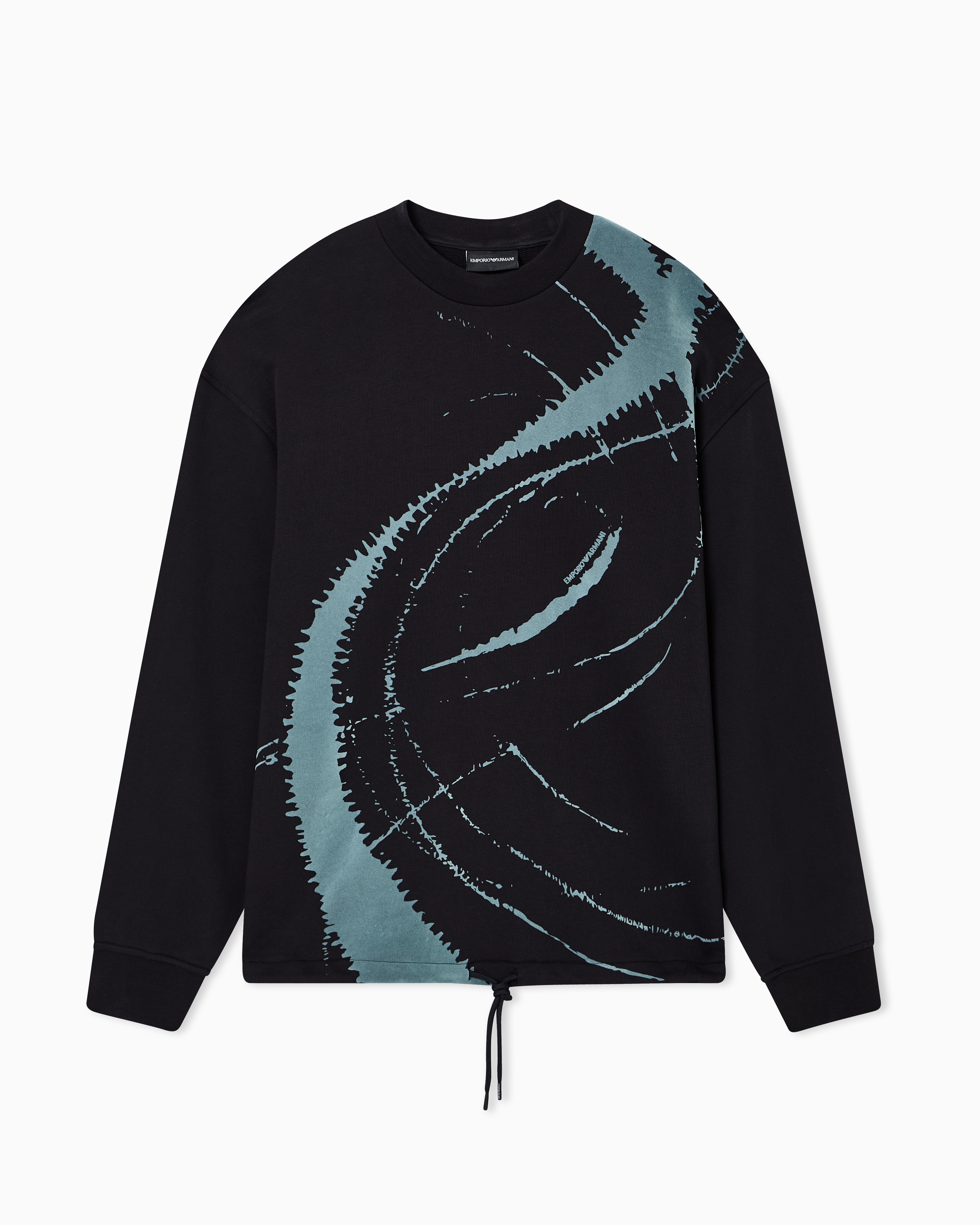 Emporio Armani Felpa Over Fit In Jersey French Terry Con Stampa Flock