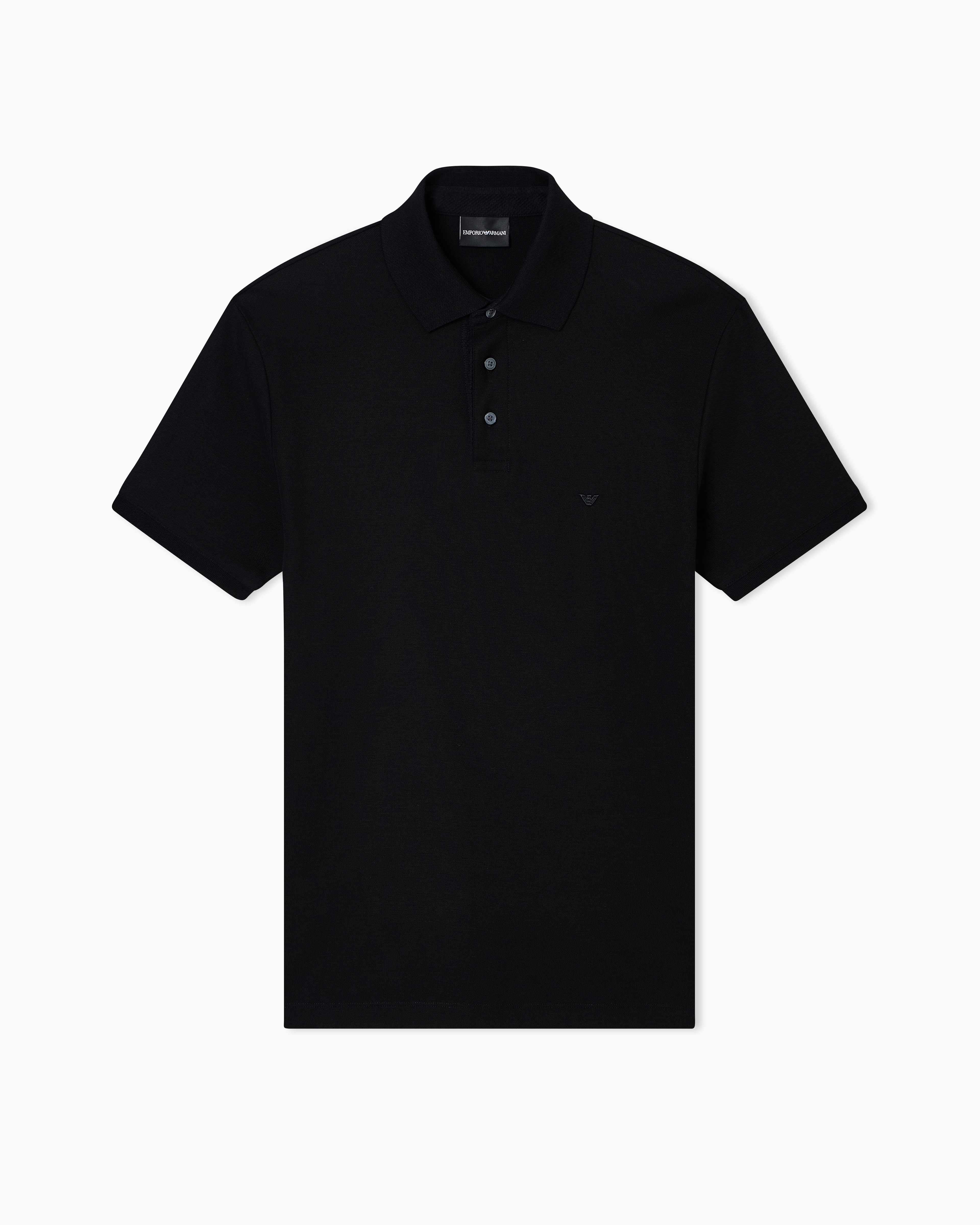 Emporio Armani Black Regular Fit Piqué Polo Shirt