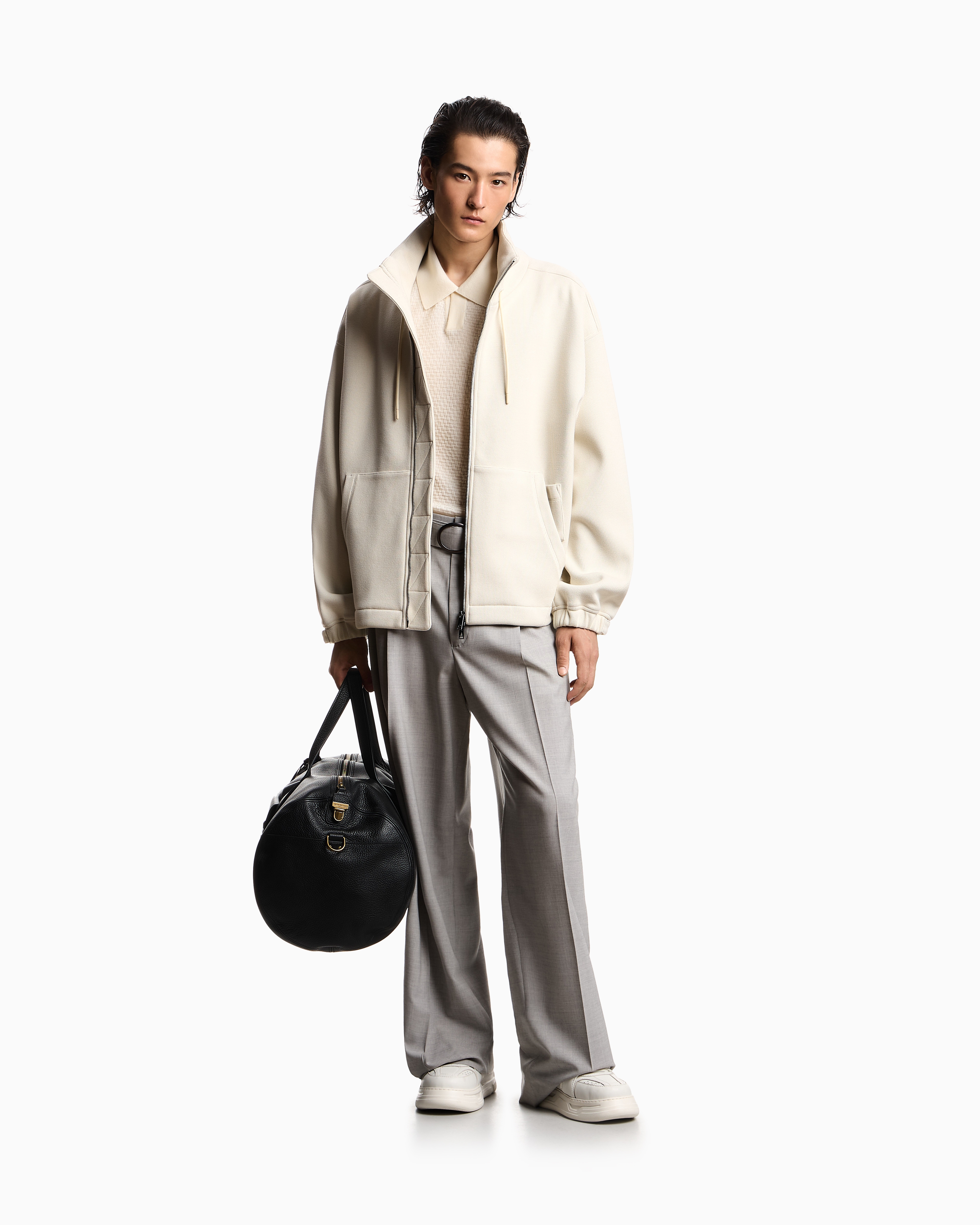 ポロカラーセーター バージンウール チェックモチーフ | Emporio Armani