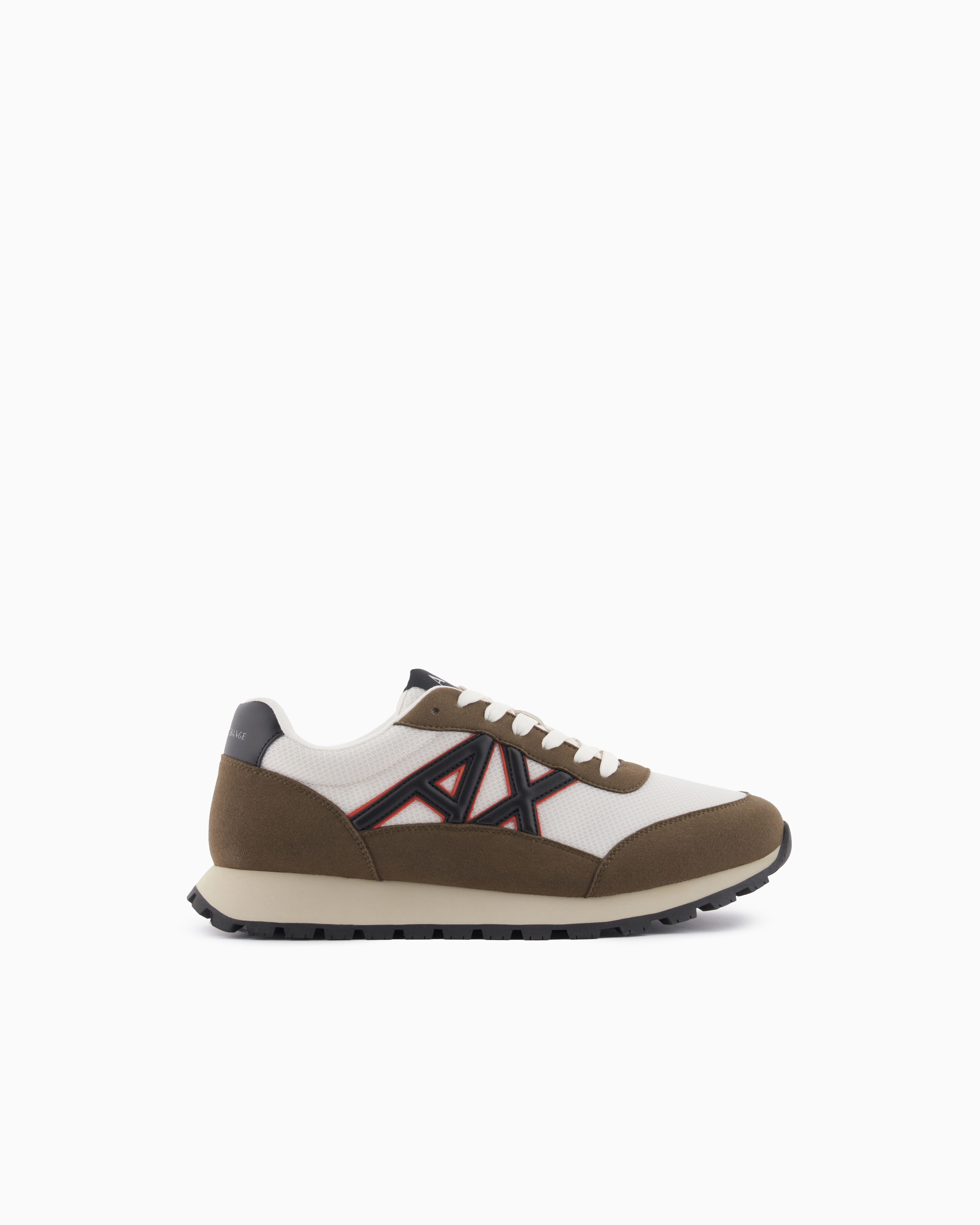 Armani Exchange Green Sneakers In Mesh And Microsuede
