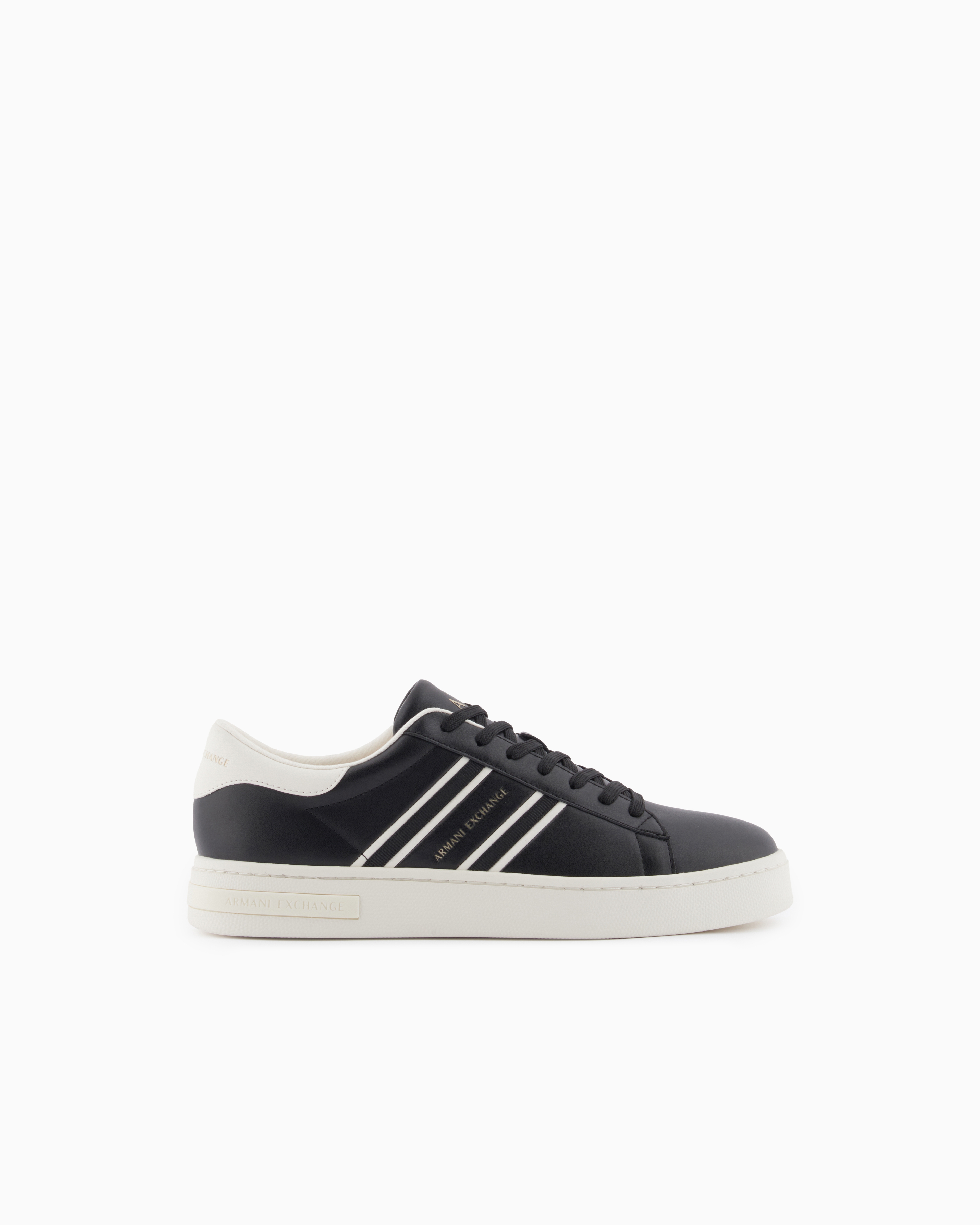 Armani Exchange Black Sneakers With Webbing And Rubber Sole