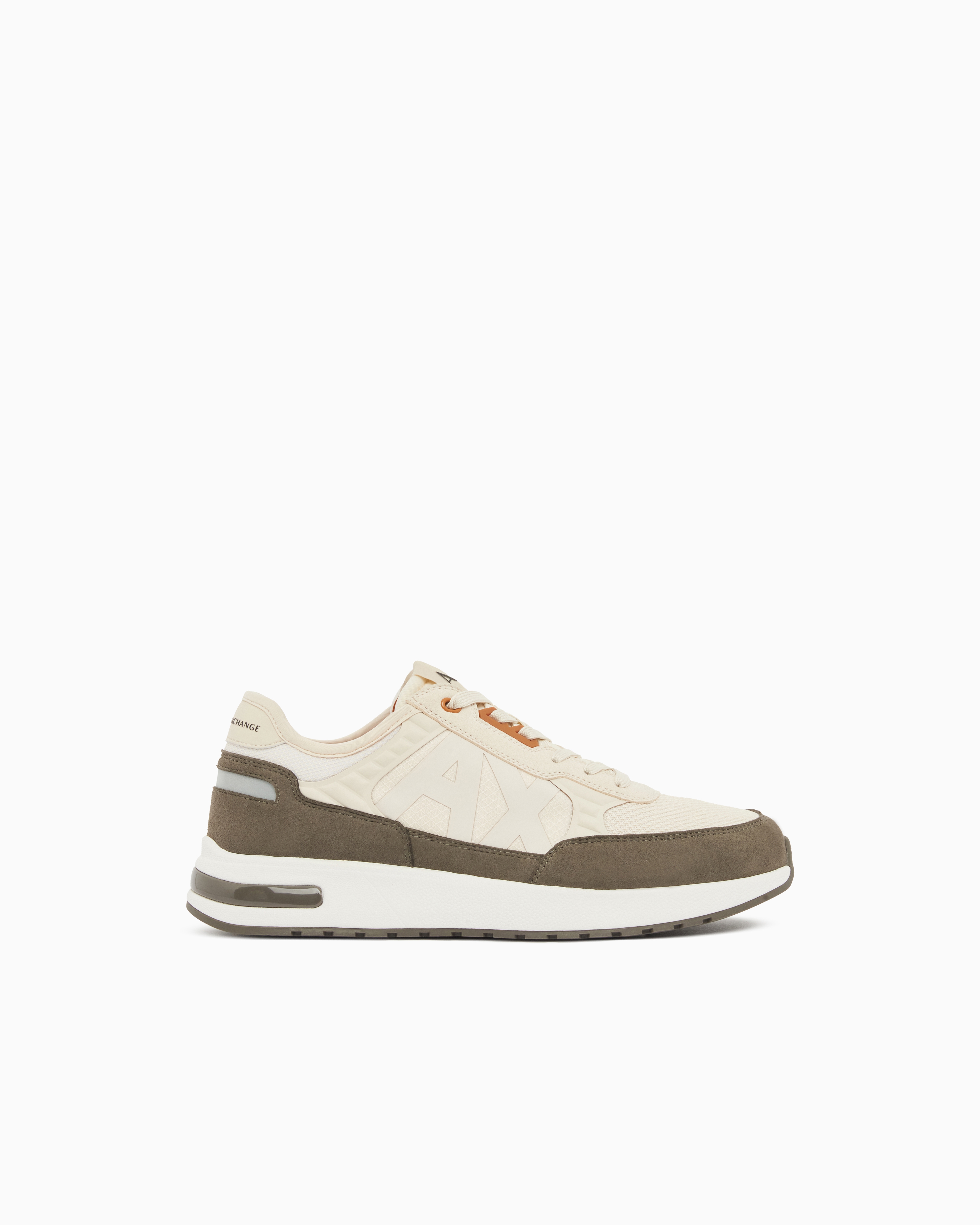 Armani Exchange Beige Sneakers In Ripstop With Micro Suede