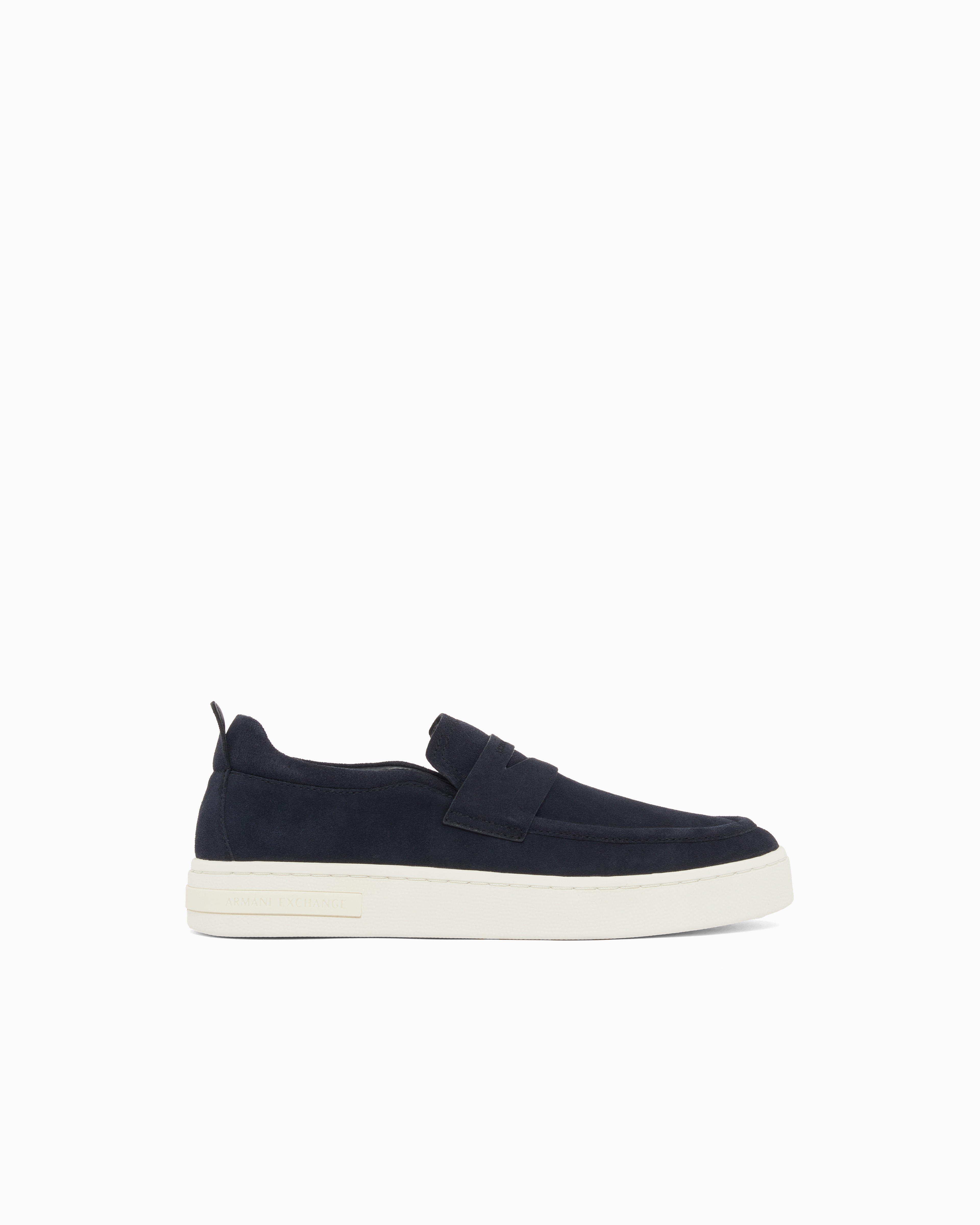 Armani Exchange Men's Navy Blue Suede Slip-On With Epaulette