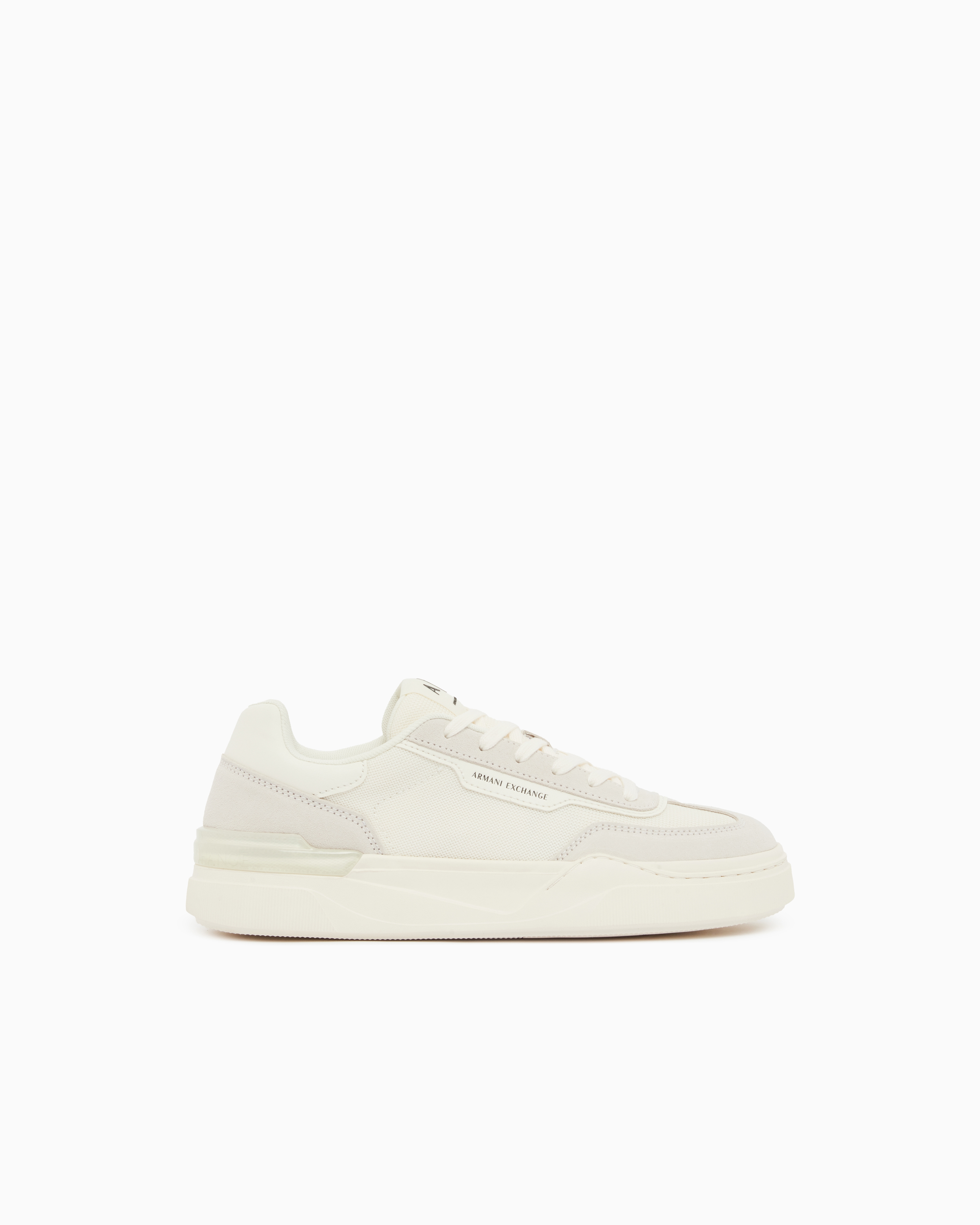 Armani Exchange White Sneakers With Suede Inserts