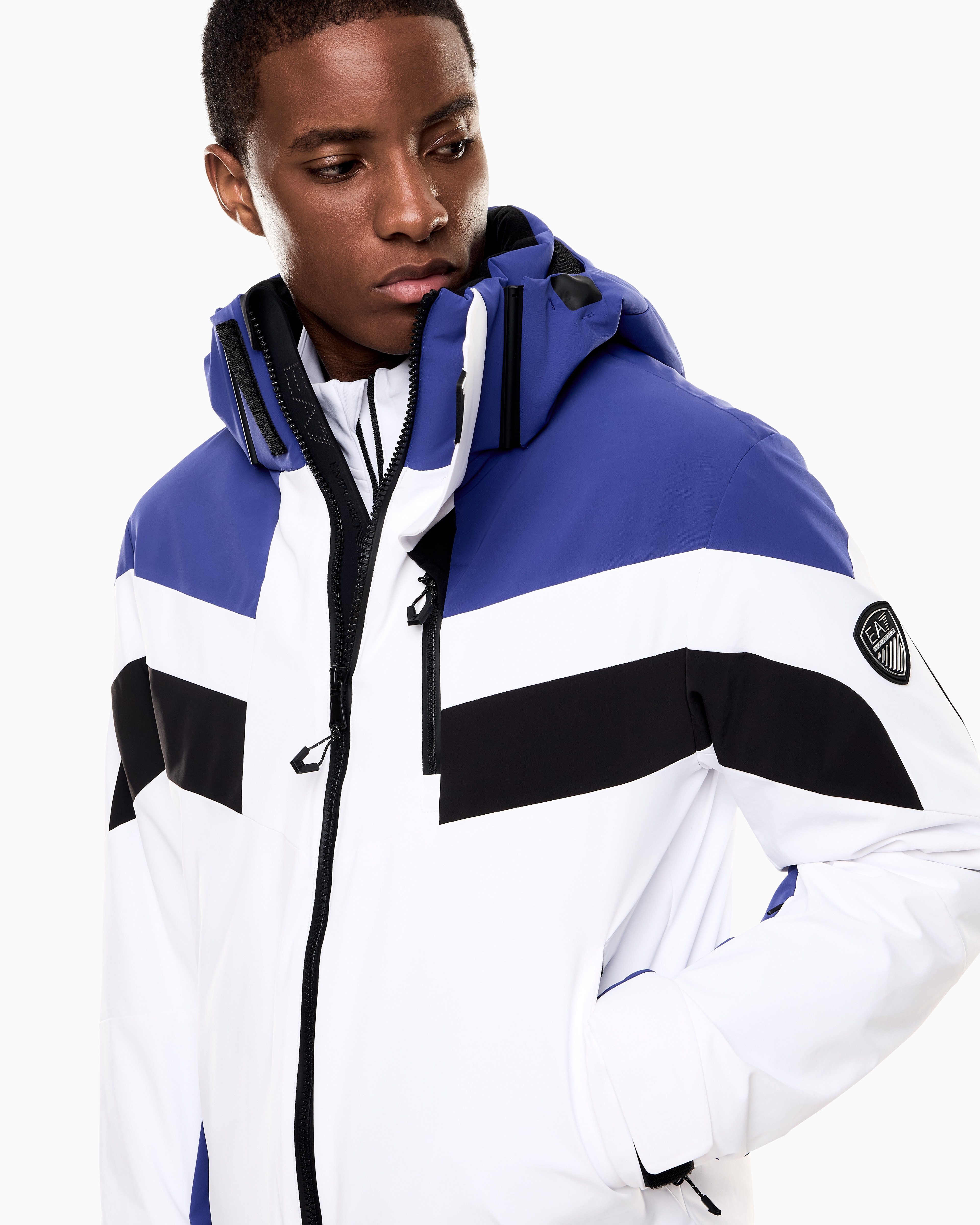 Ea7 Technical Ski Jacket In Technical Fabric With Stratum7 Padding In Blue