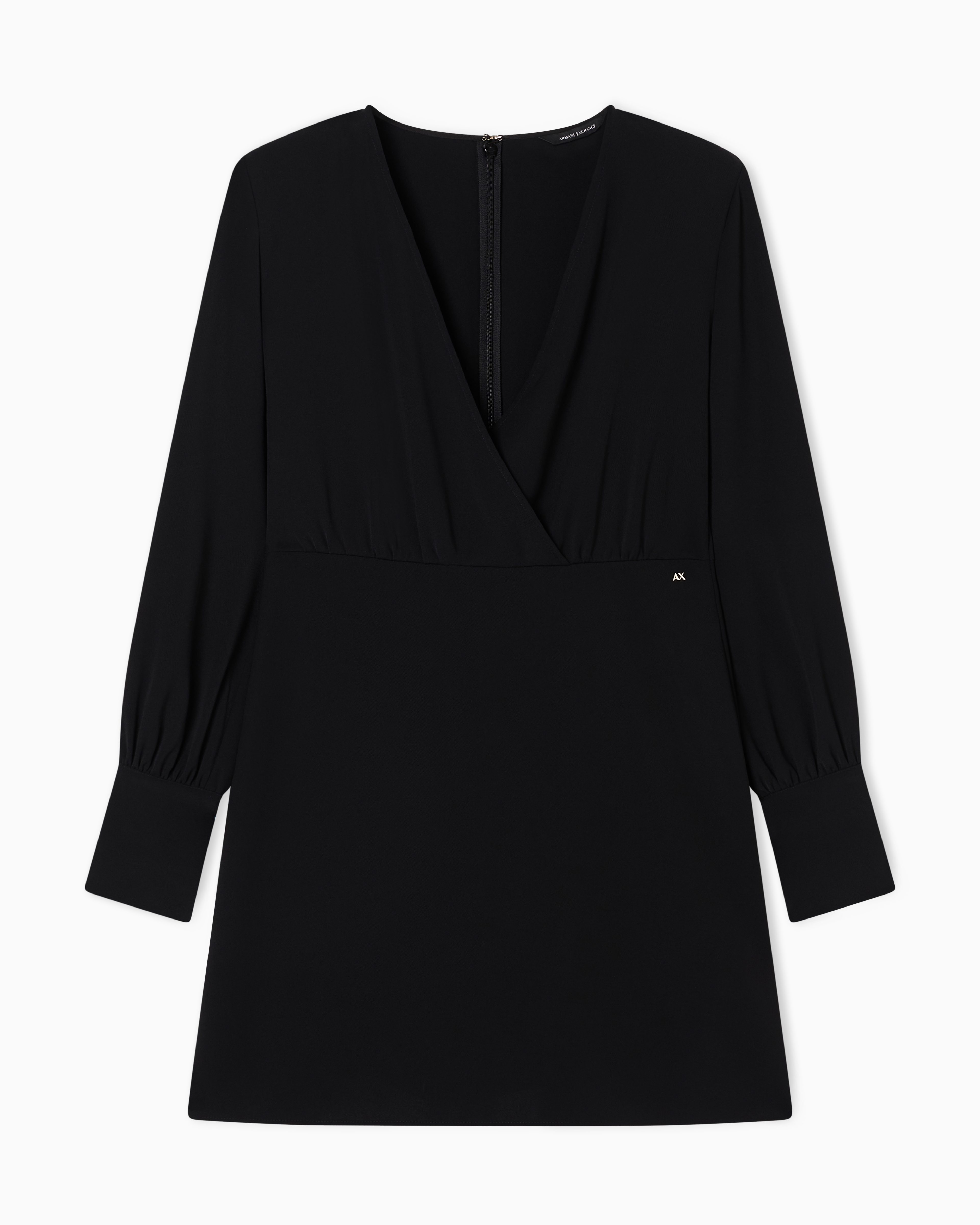 Armani Exchange Black Short Twill Dress With Gold Detail On The Cuffs