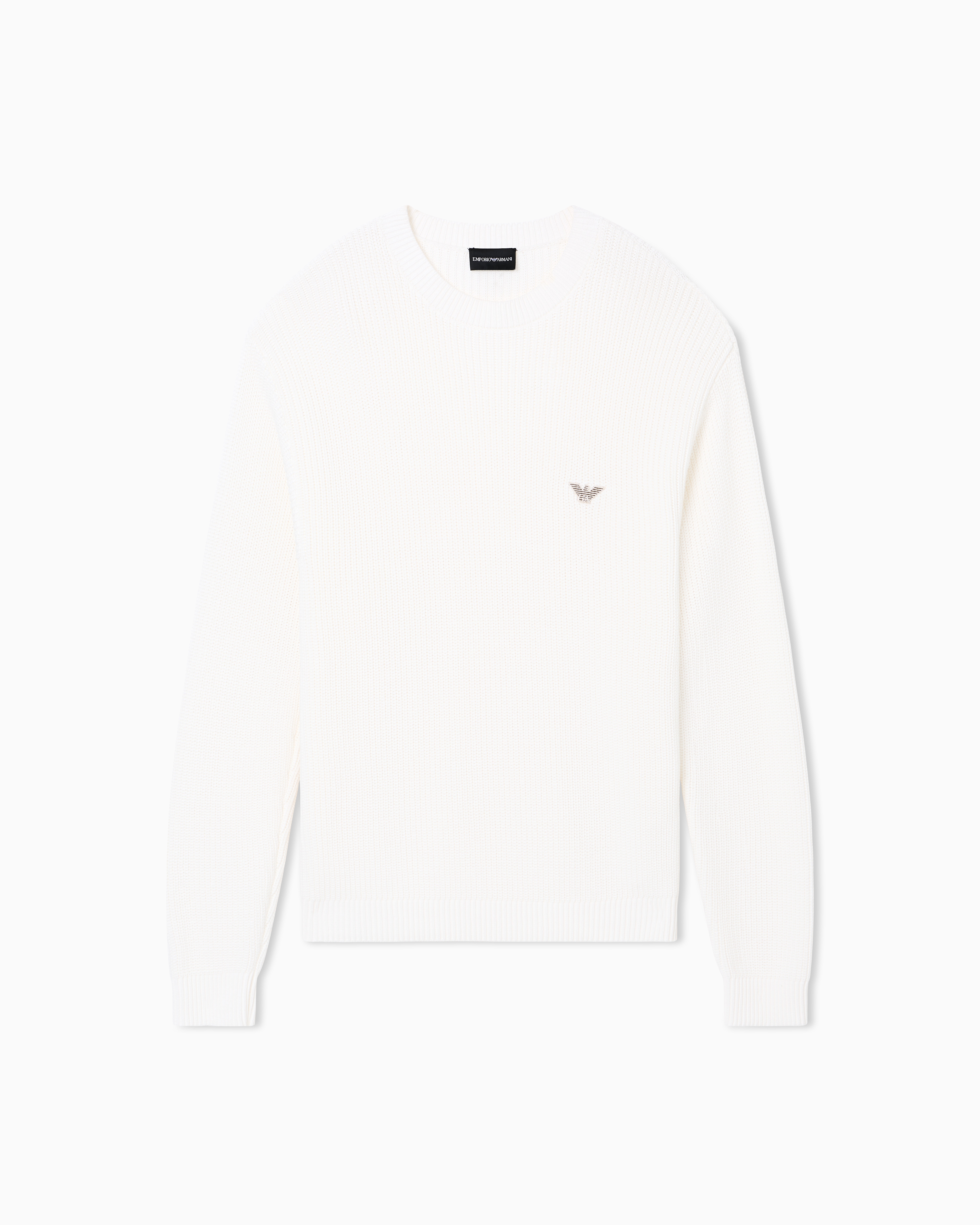 Emporio Armani White Half Fisherman’s Rib Knit Jumper