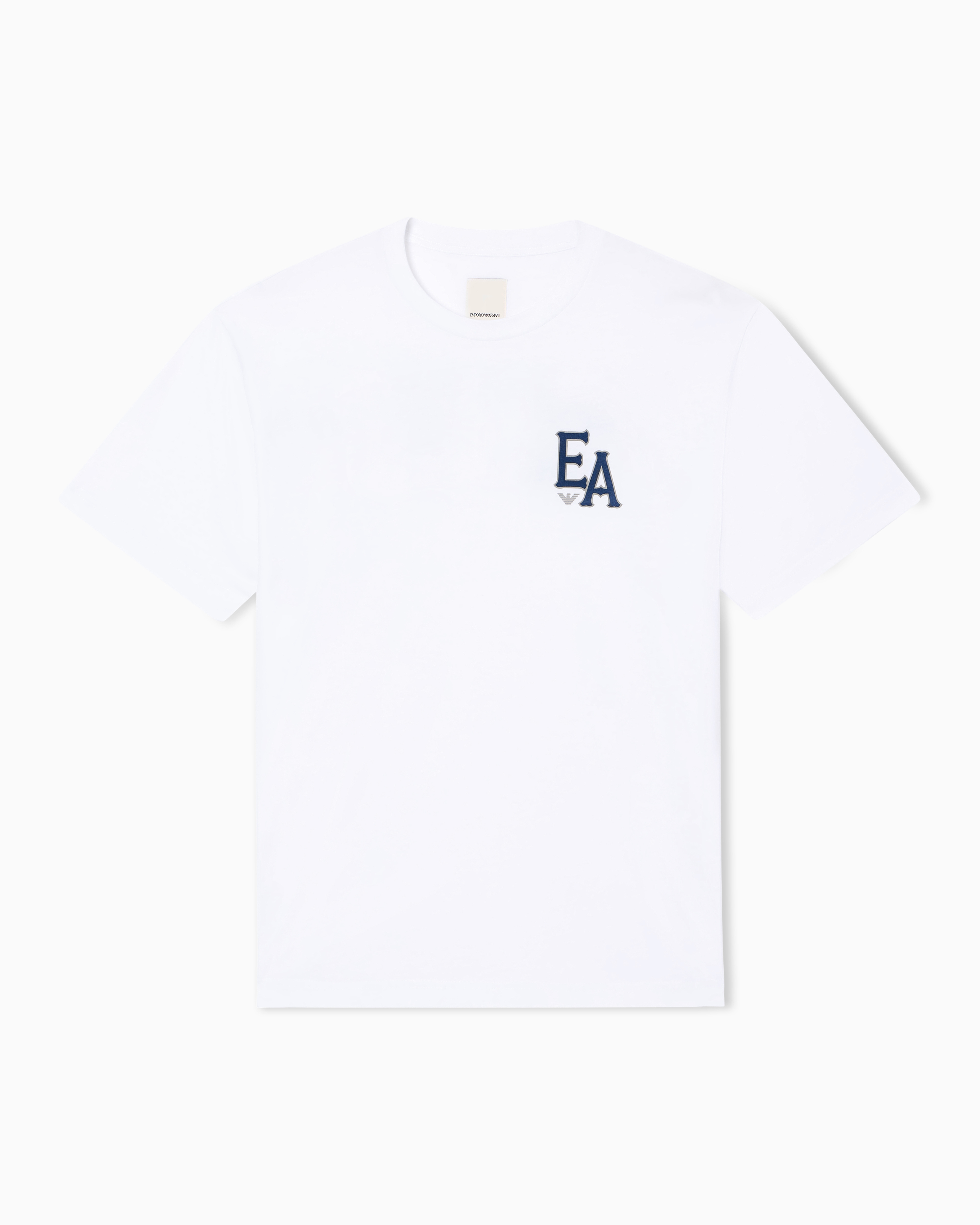 Emporio Armani White Eagle Club Organic Jersey T-Shirt With Print