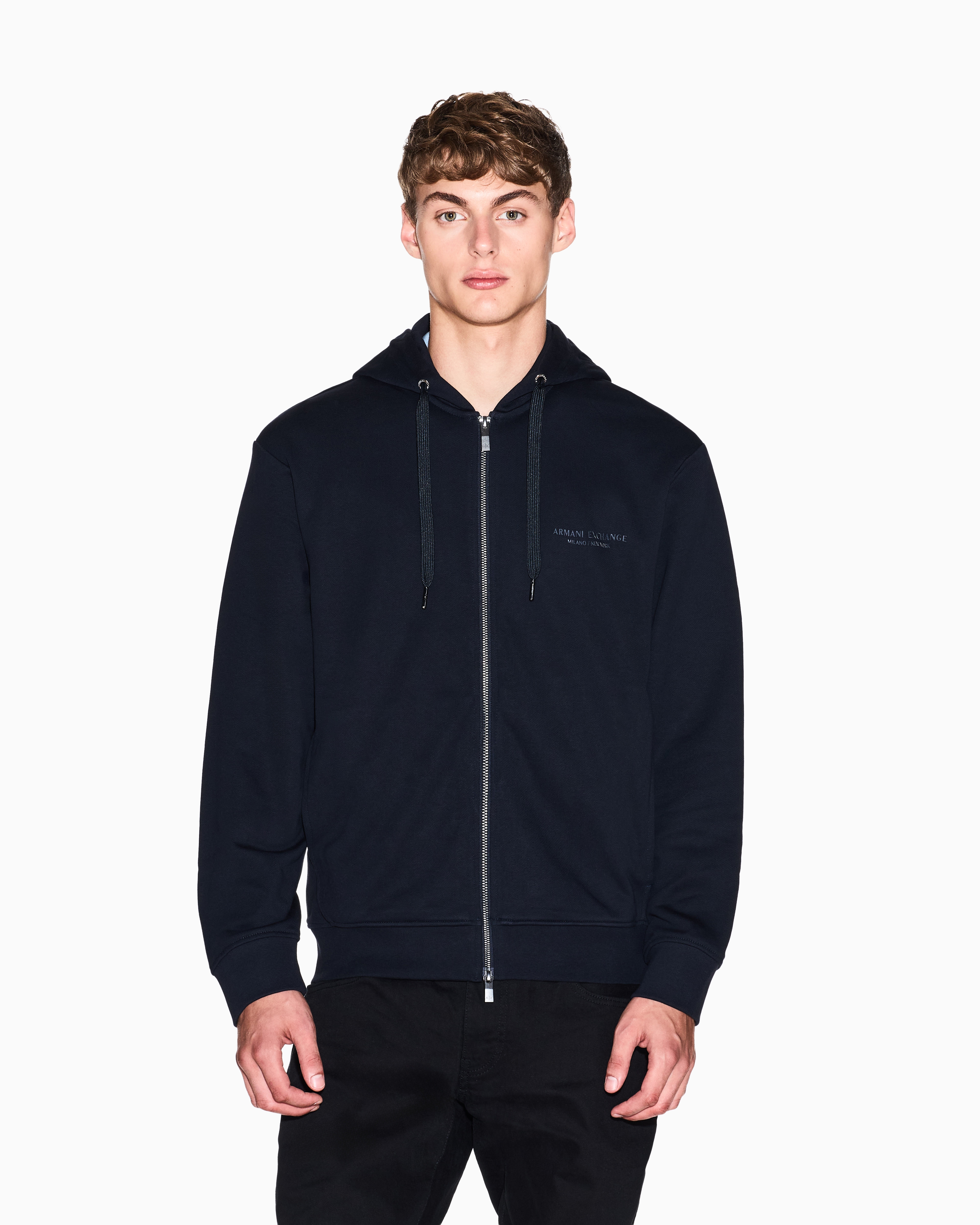 Armani Exchange - Basic zip-up hoodie, Man, Navy Blue, Size: