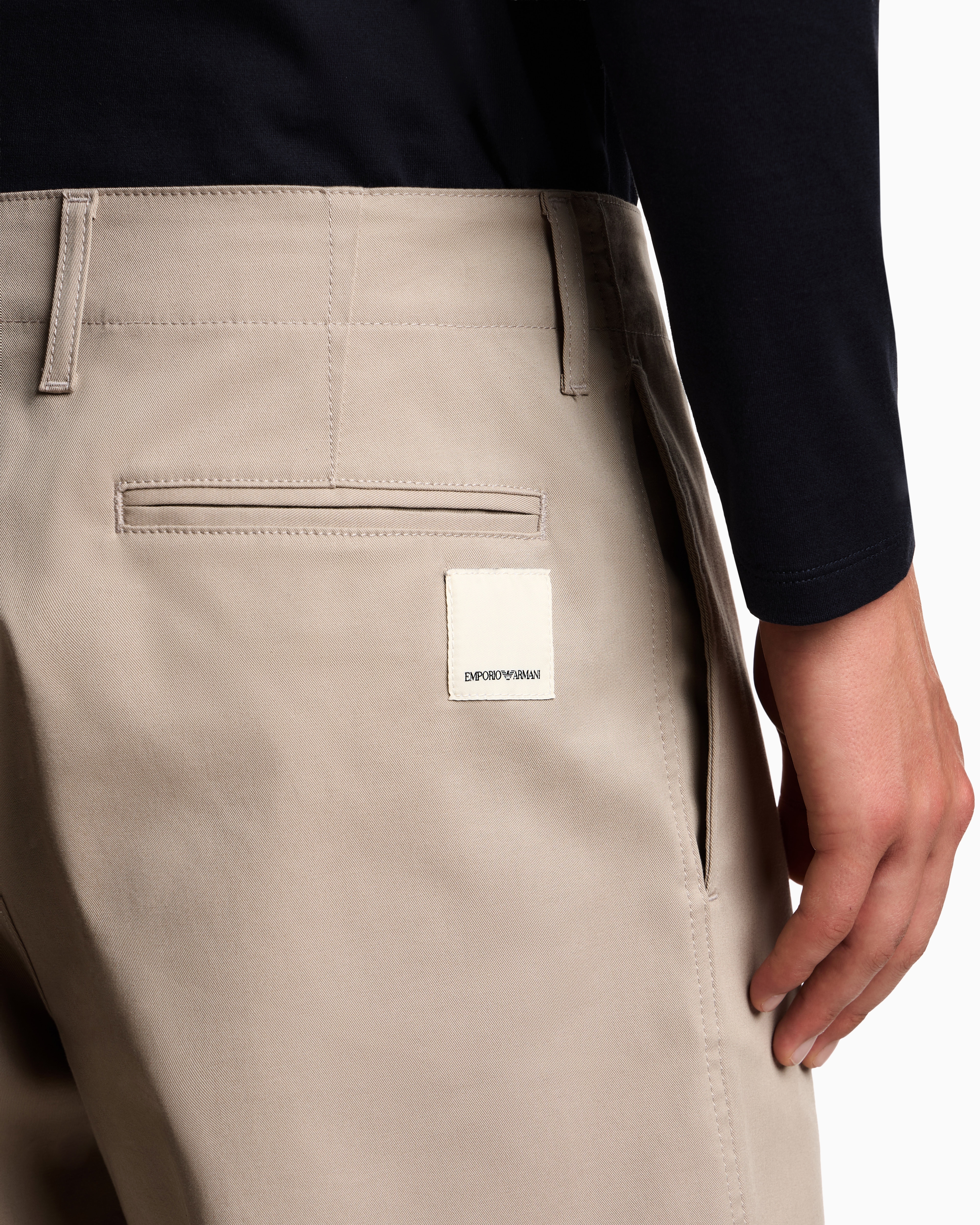 Emporio Armani - ASV organic gabardine chinos, Man, Beige, Size: