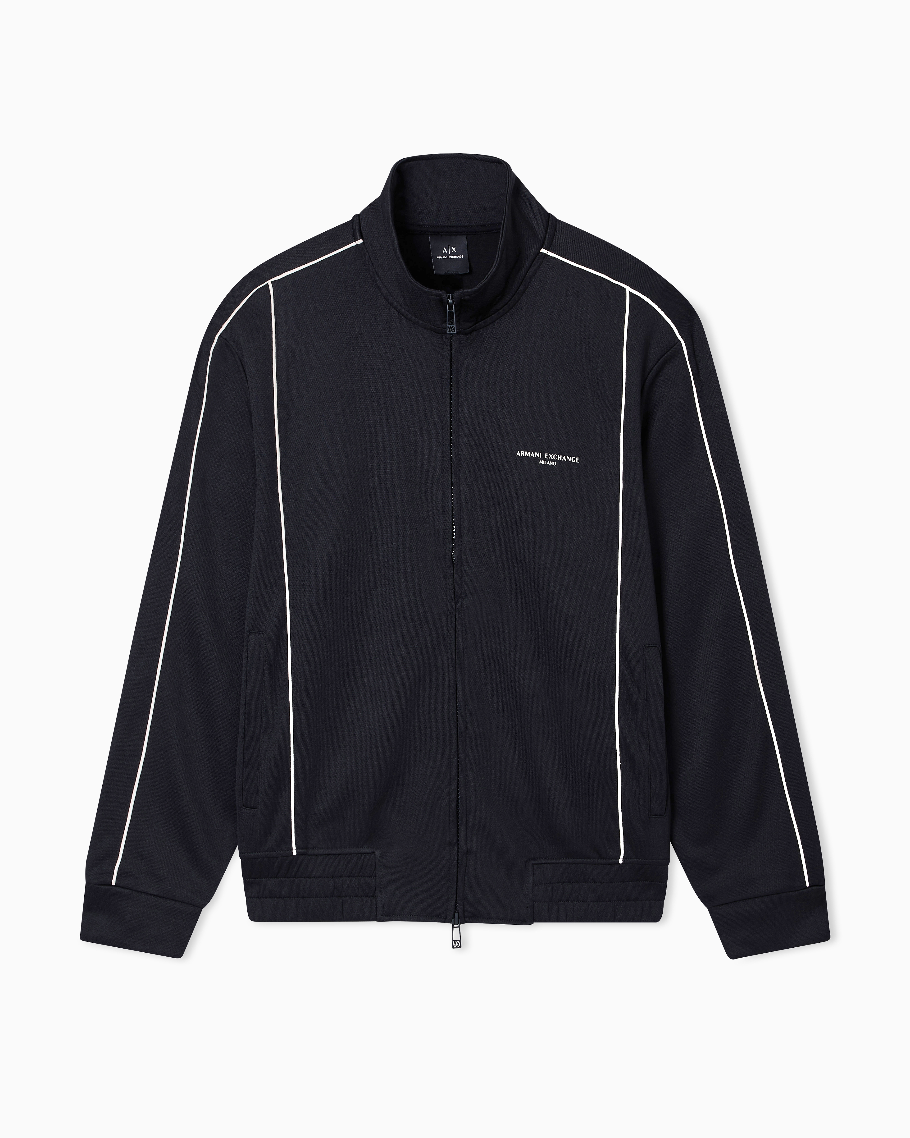 Armani Exchange - Full-zip sweatshirt with contrasting piping, Man, Black, Size: