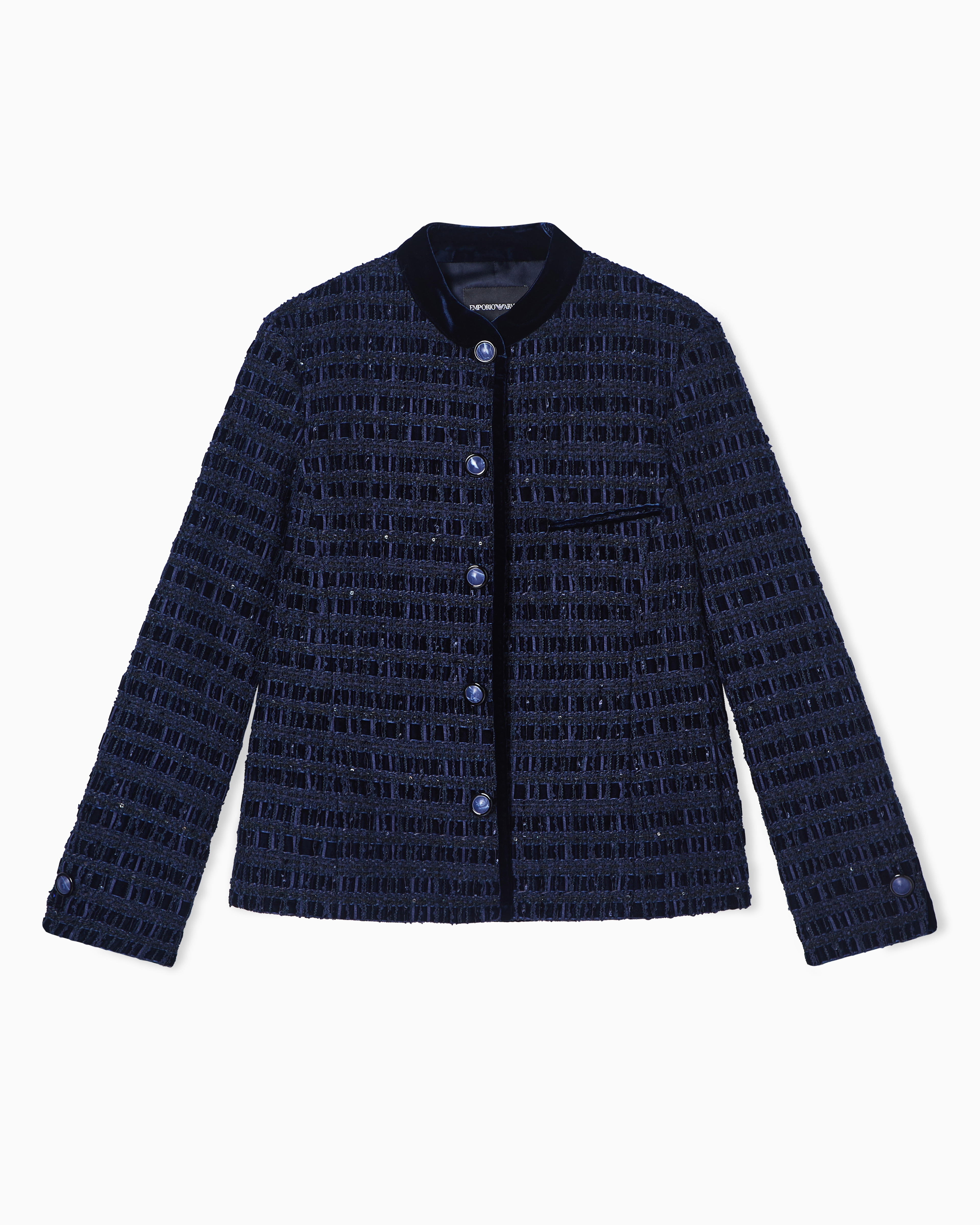 Emporio Armani - Lurex tweed jacket with micro sequins, Woman, Size:
