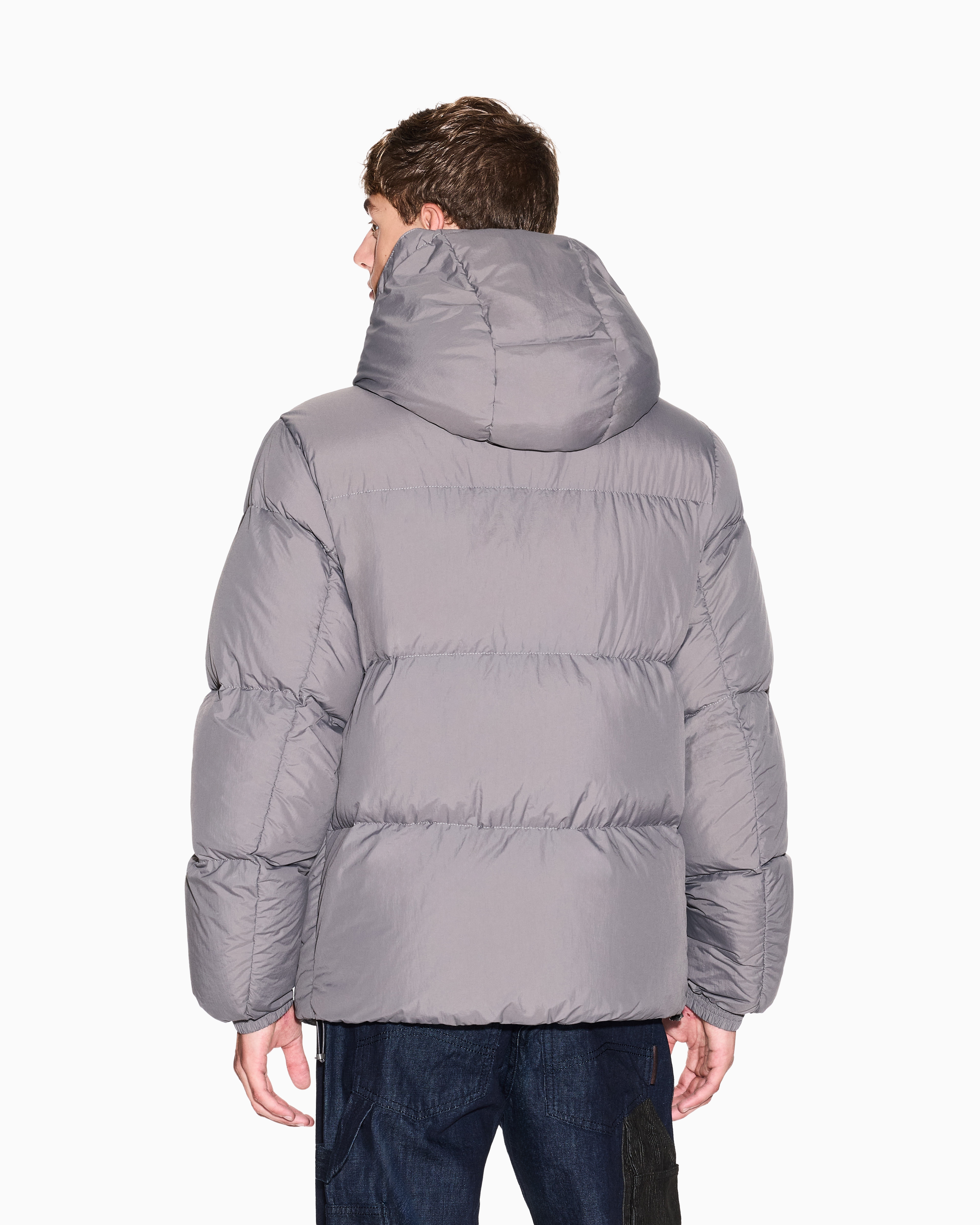 Armani Exchange - Quilted down jacket with hood, Man, Grey, Size: