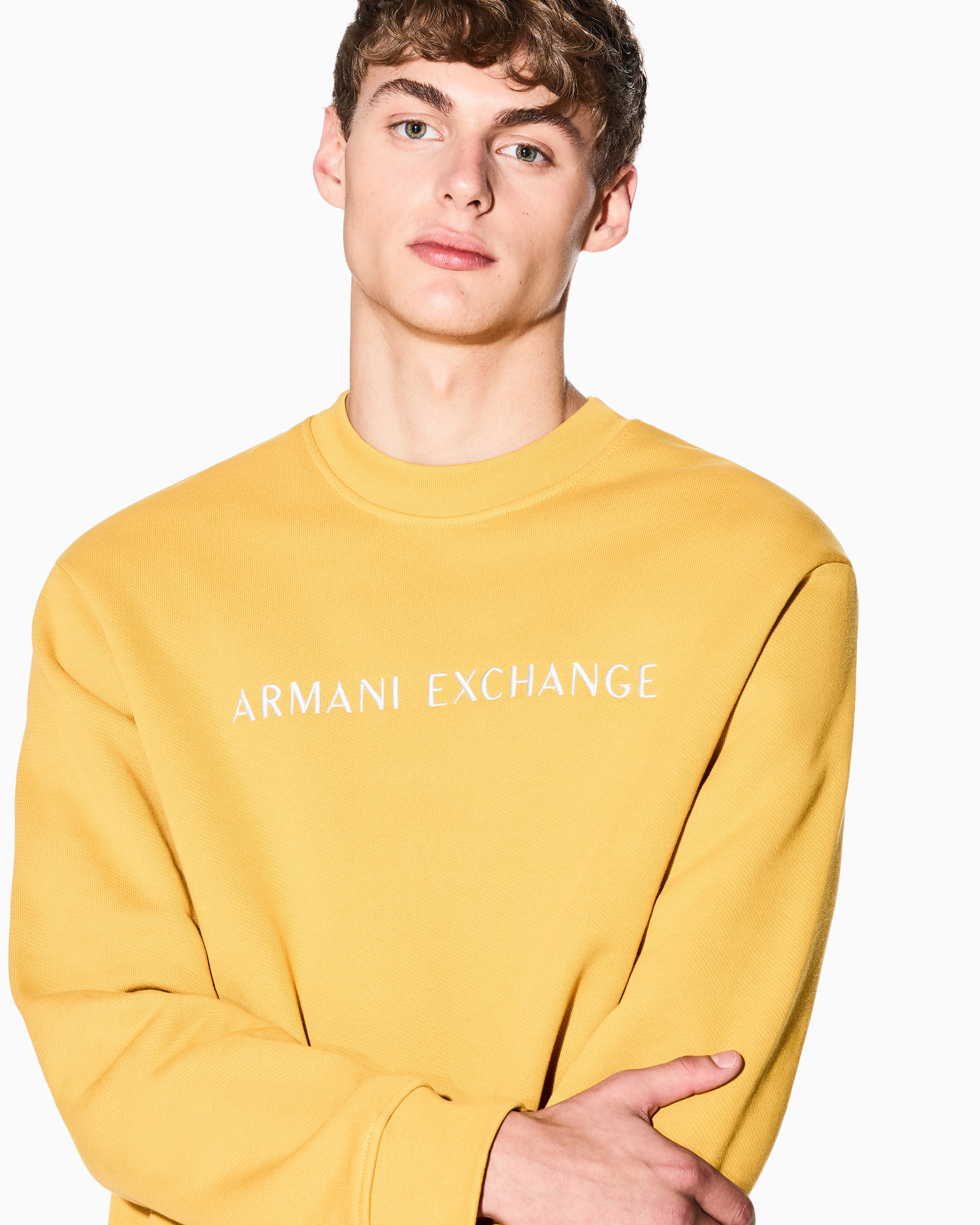 Armani Exchange - Regular fit polo shirt with zip and contrasting bands, Man, Yellow, Size: