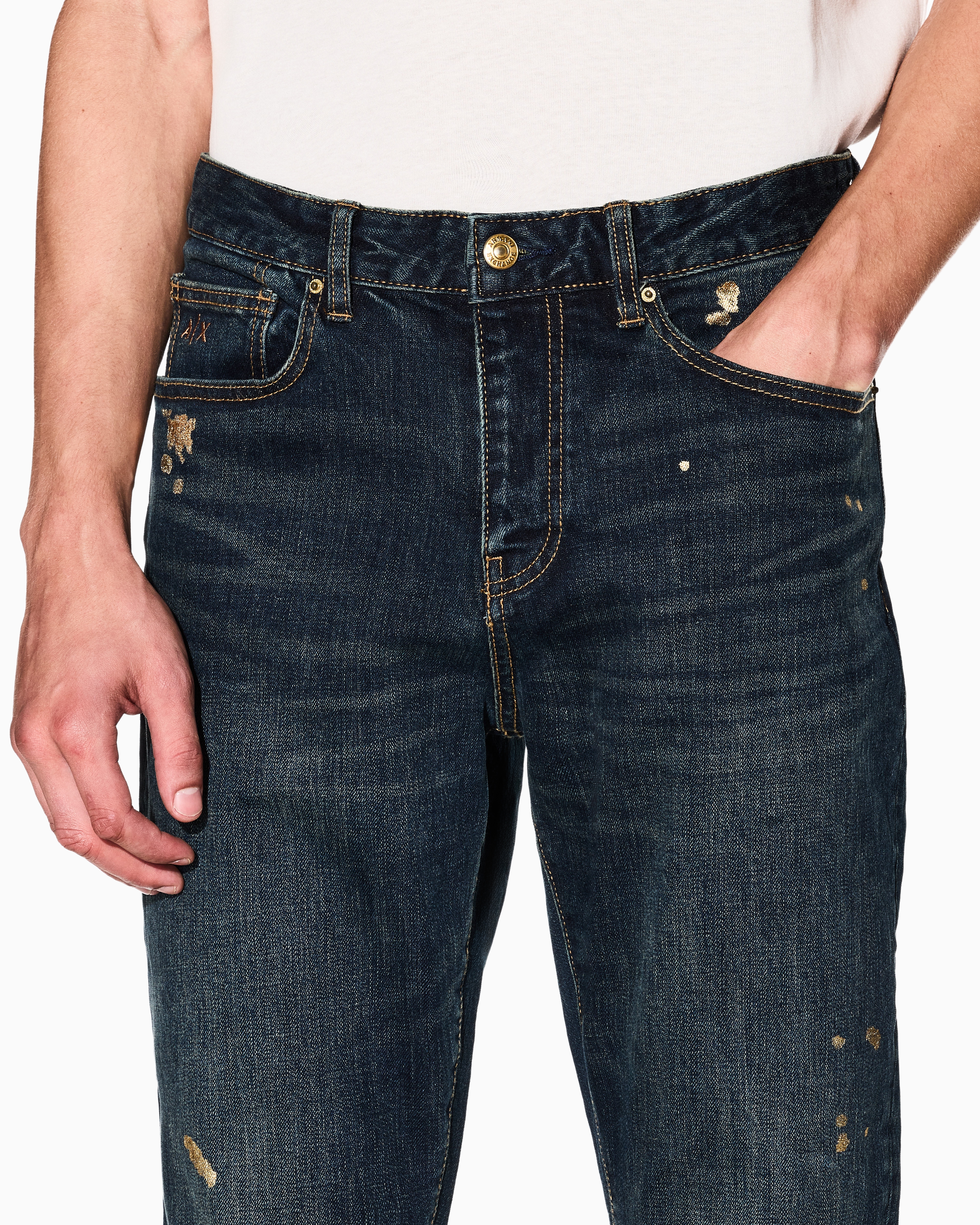 Armani Exchange - Slim fit jeans denim fleece, Man, Blue, Size: