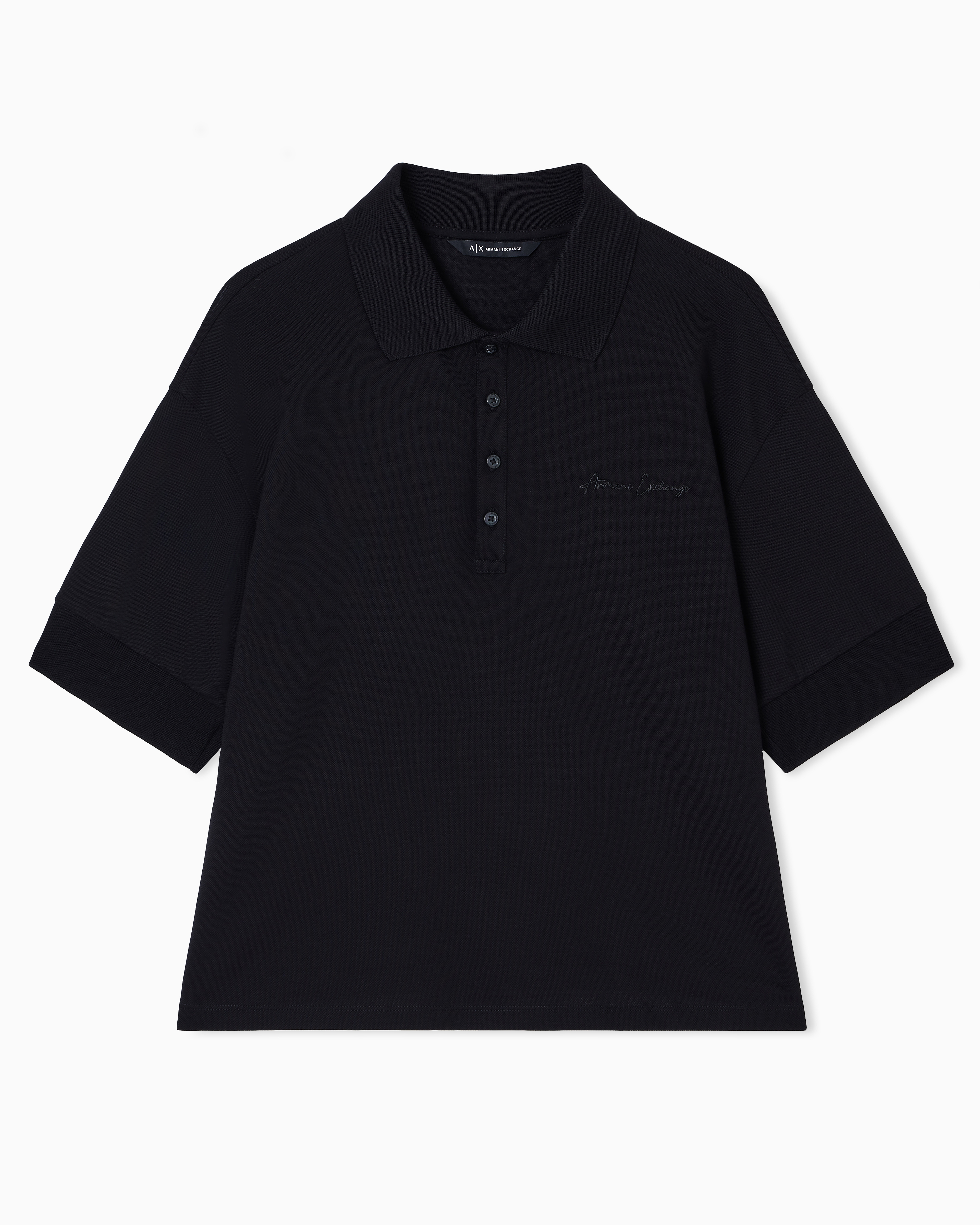 Armani Exchange Black Slim Fit Stretch Piquet Polo
