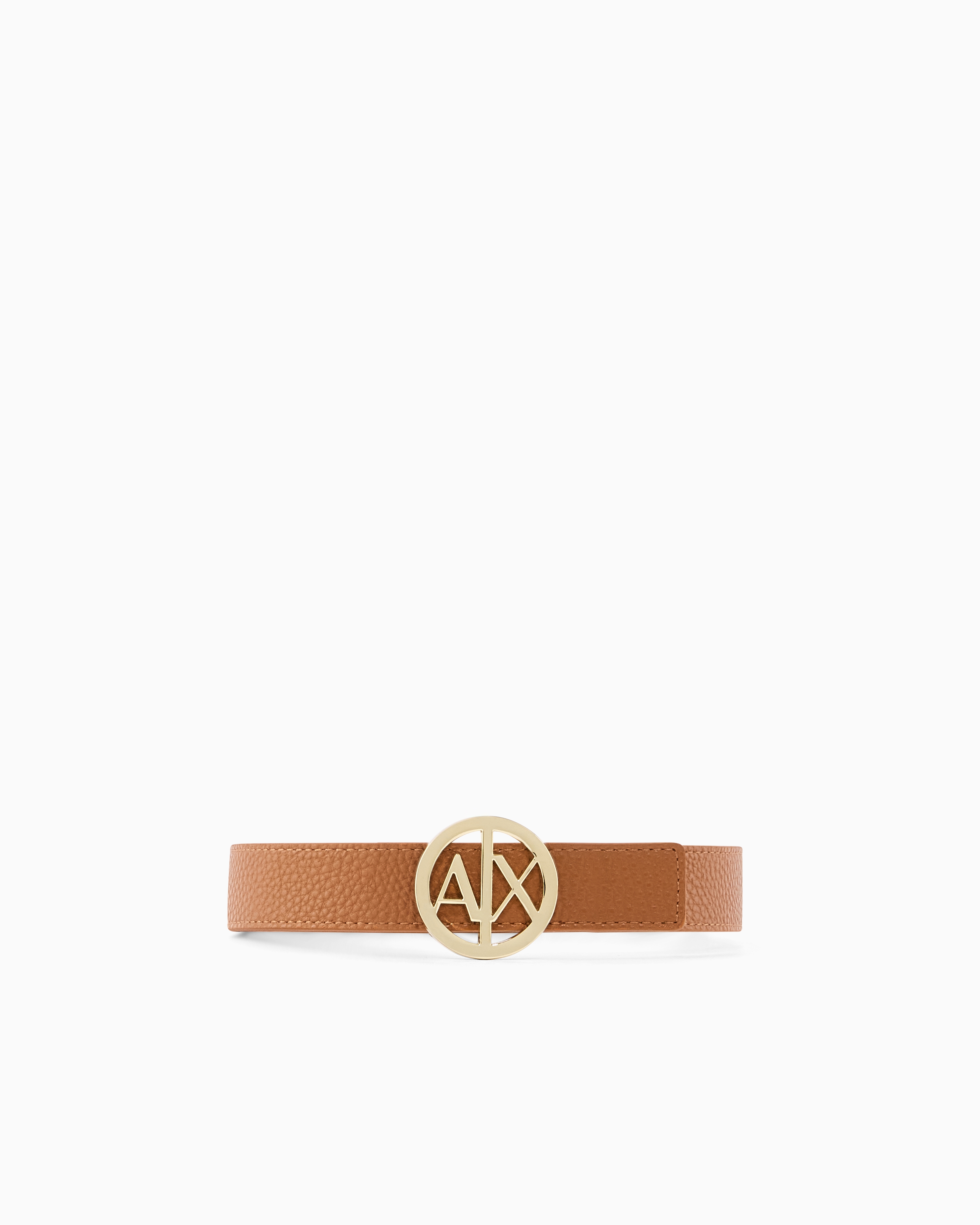 Armani Exchange Beige Logo Buckle Belt