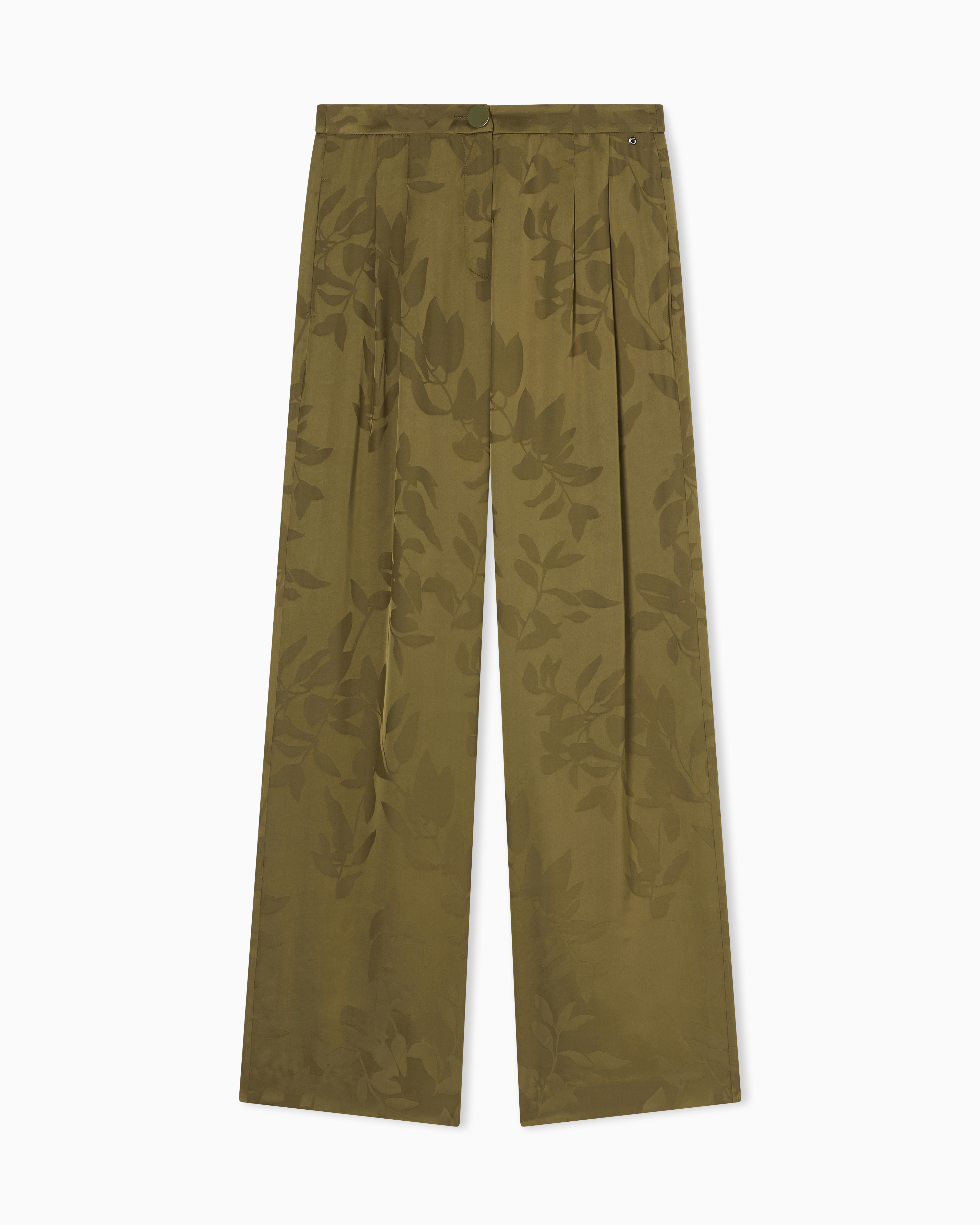 Armani Exchange Green Jacquard Viscose Palazzo Pants With Geometric Pattern