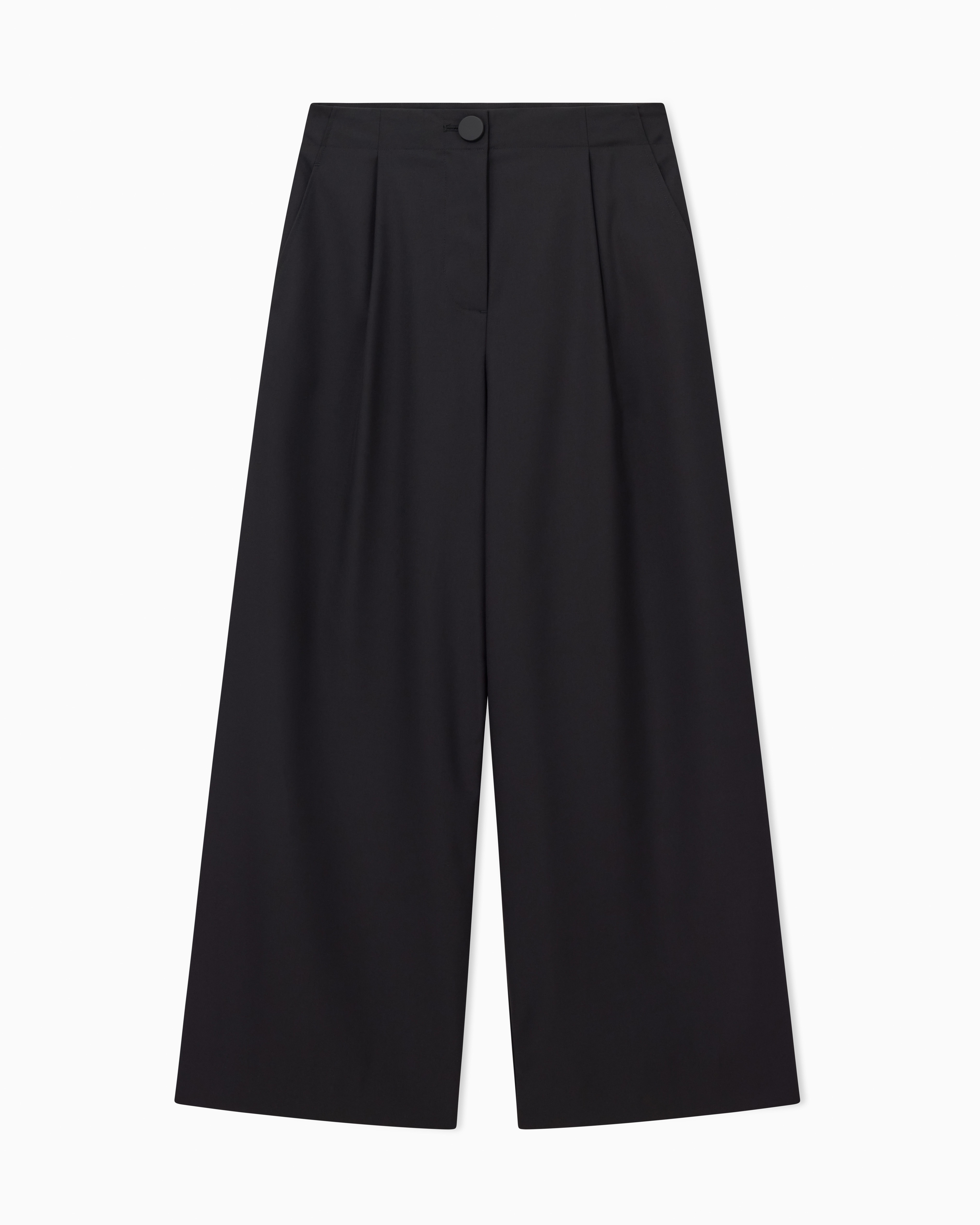 Armani Exchange Black Pleated Trousers In Recycled Viscose Twill