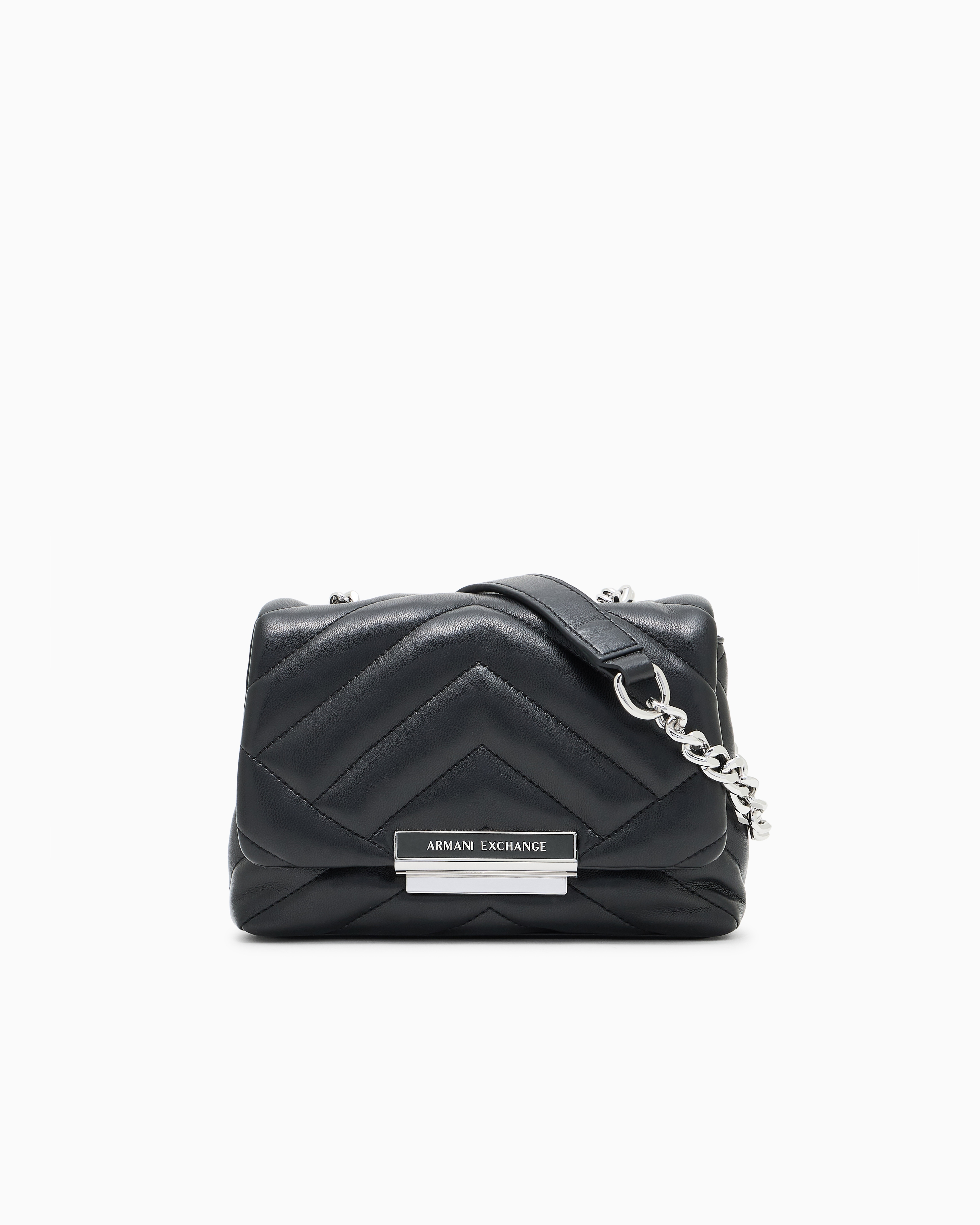 Armani Exchange Black Mini Quilted Bag With Metal Details