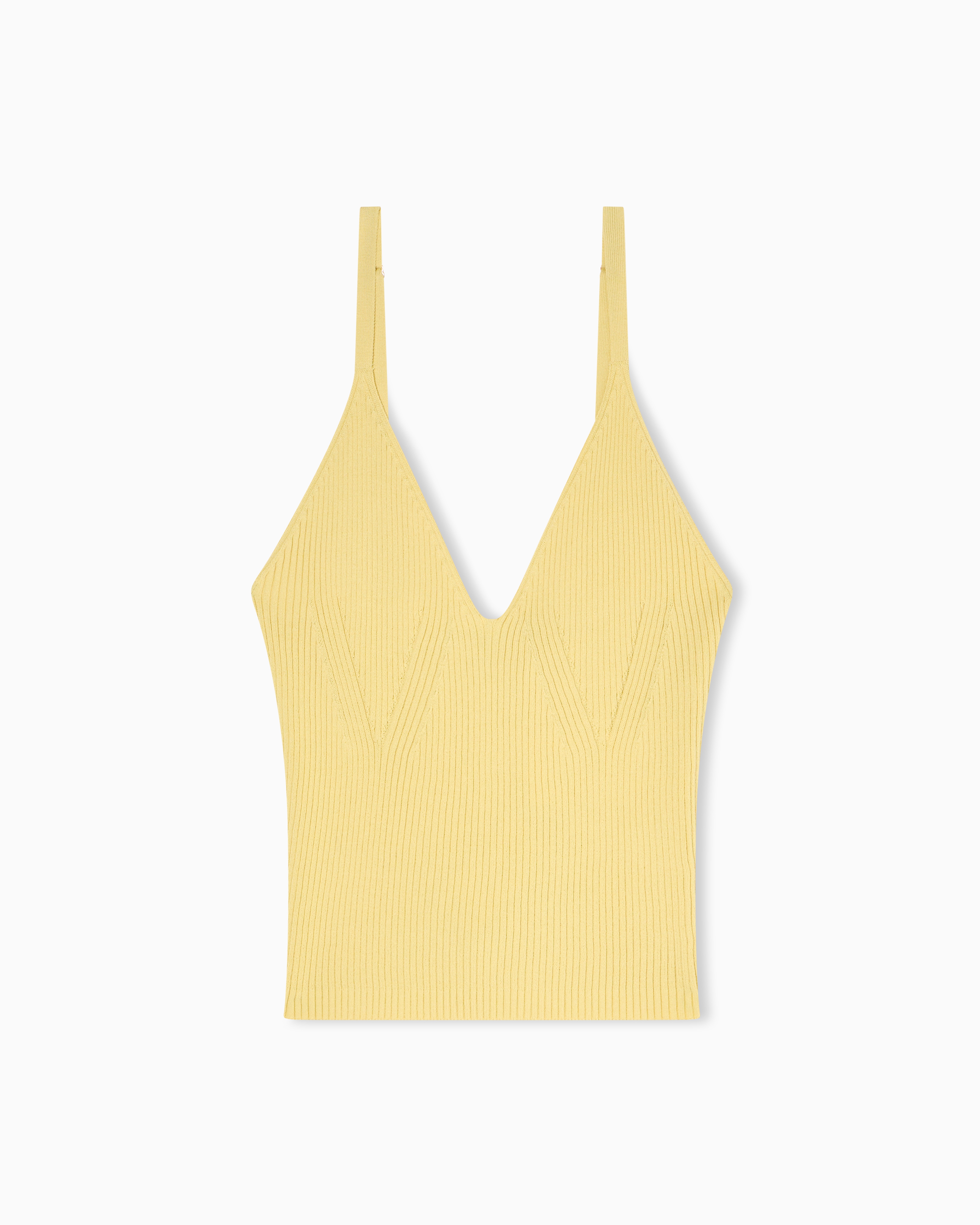Armani Exchange Yellow Ribbed Top With Thin Straps