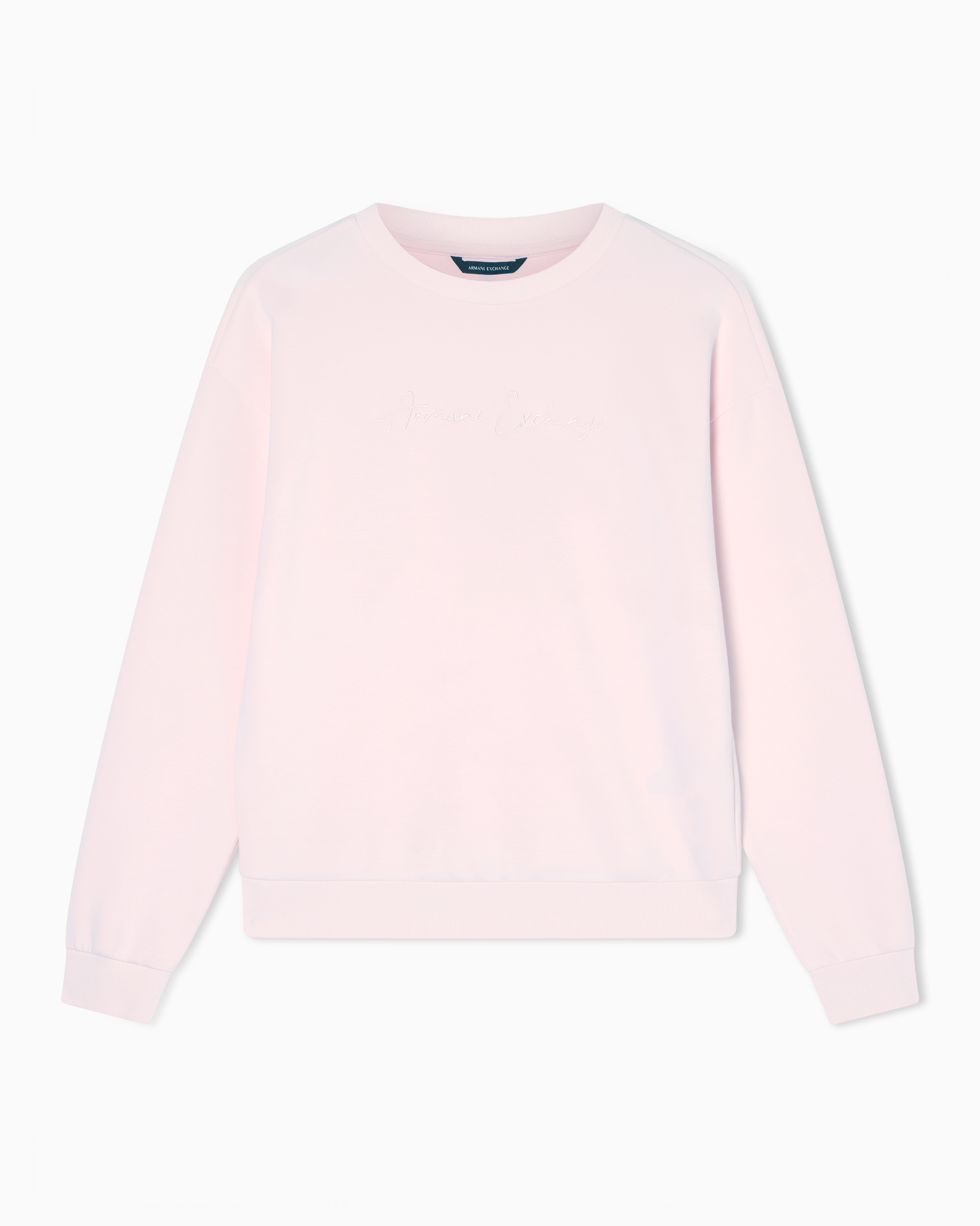 Armani Exchange Pink Crewneck Scuba Sweatshirt With Lettering Logo