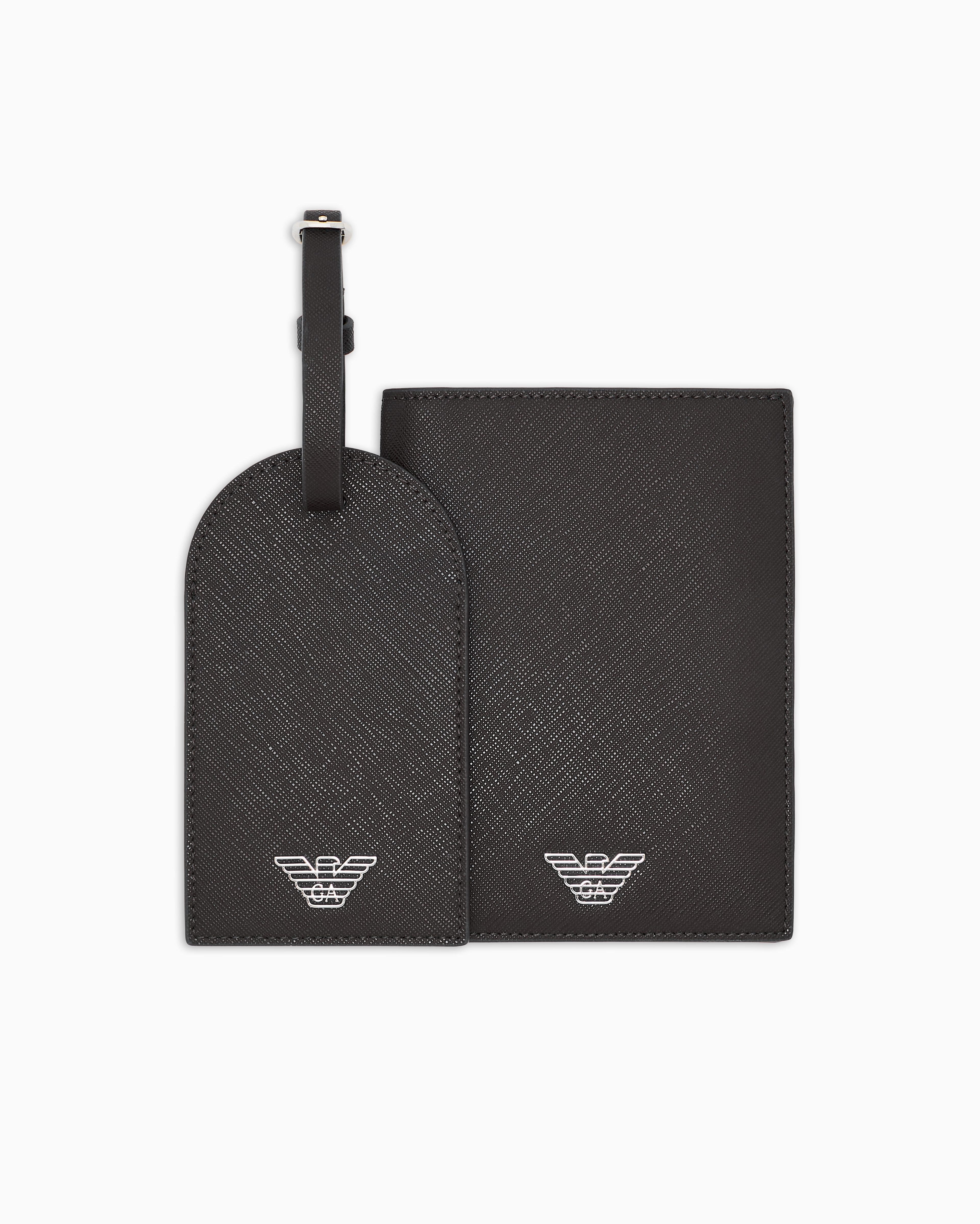 Emporio Armani Brown Gift Box With Regenerated Saffiano Passport Holder And Tag