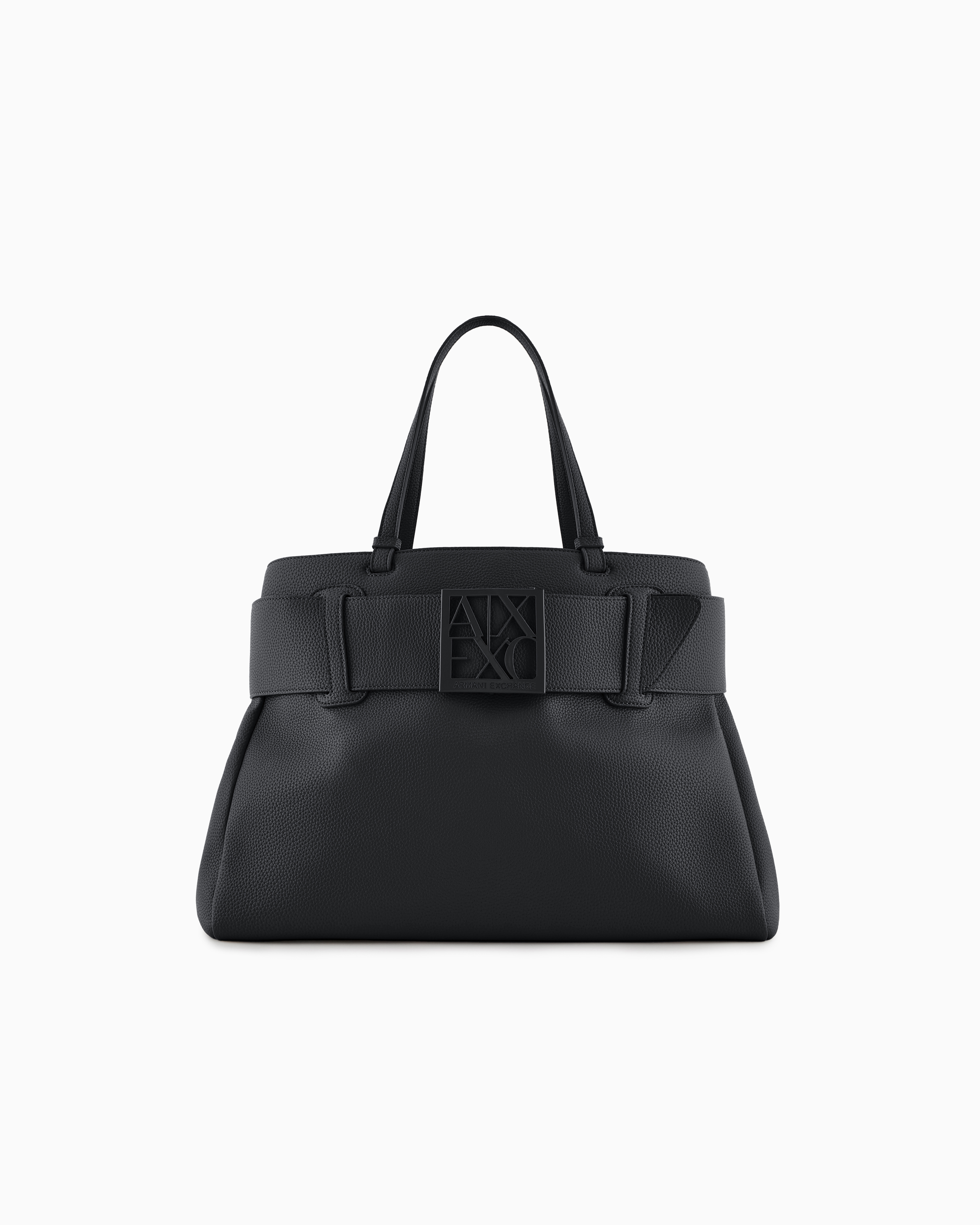 Armani Exchange Black Technical Water-Resistant Shoppers With Maxi Logo