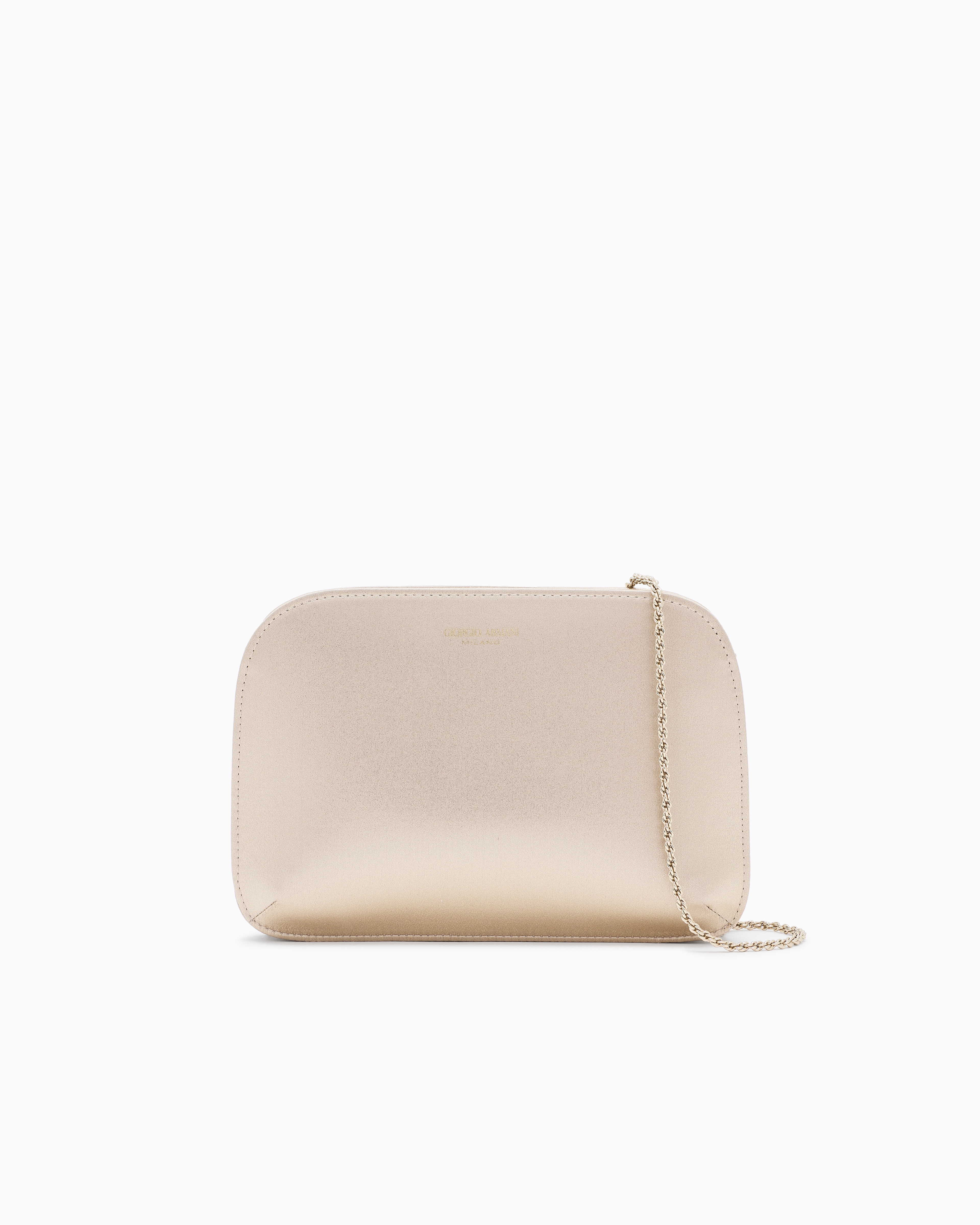 Giorgio Armani Beige Lamé-Satin La Prima Clutch Bag