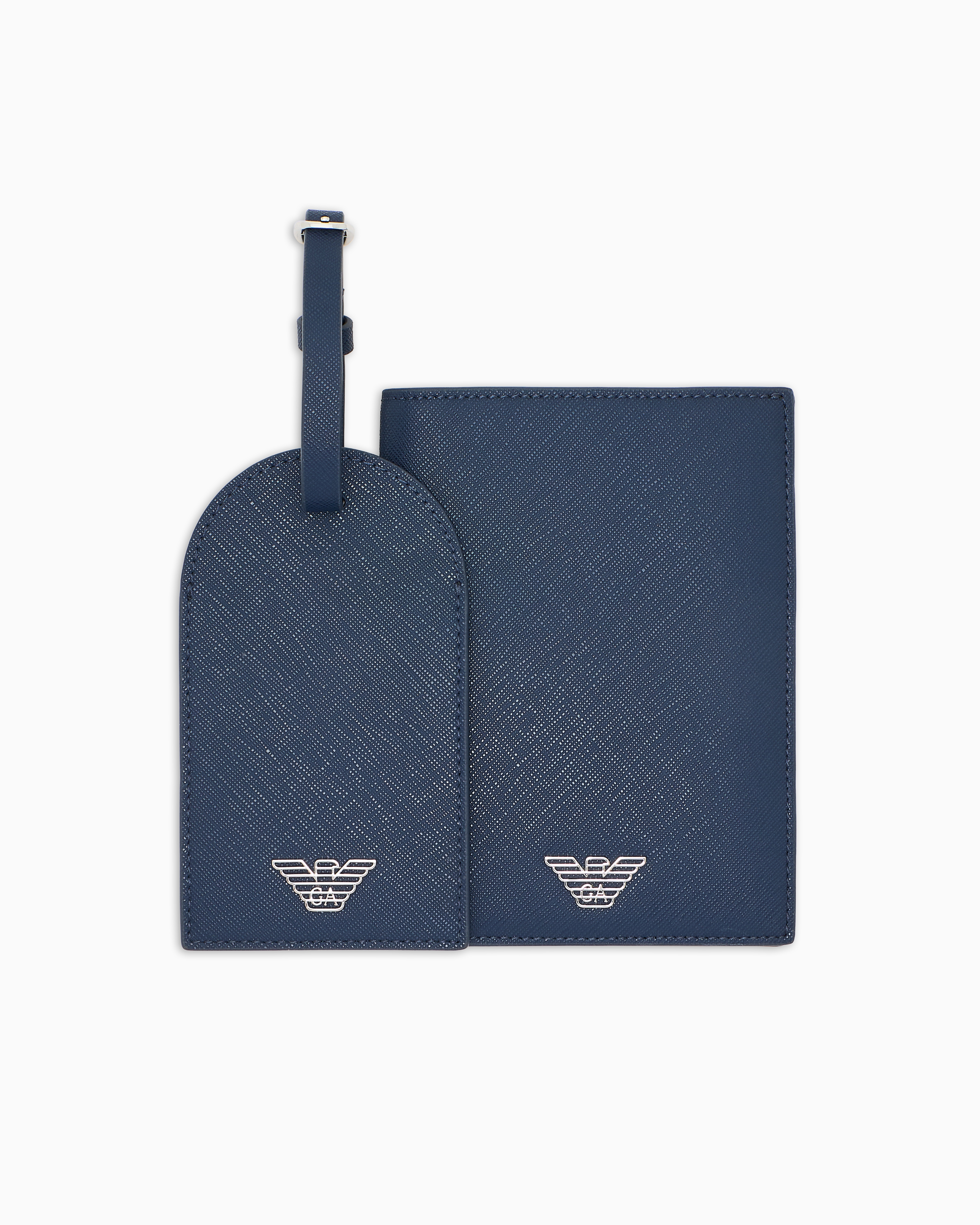 Emporio Armani Blue Gift Box With Regenerated Saffiano Passport Holder And Tag