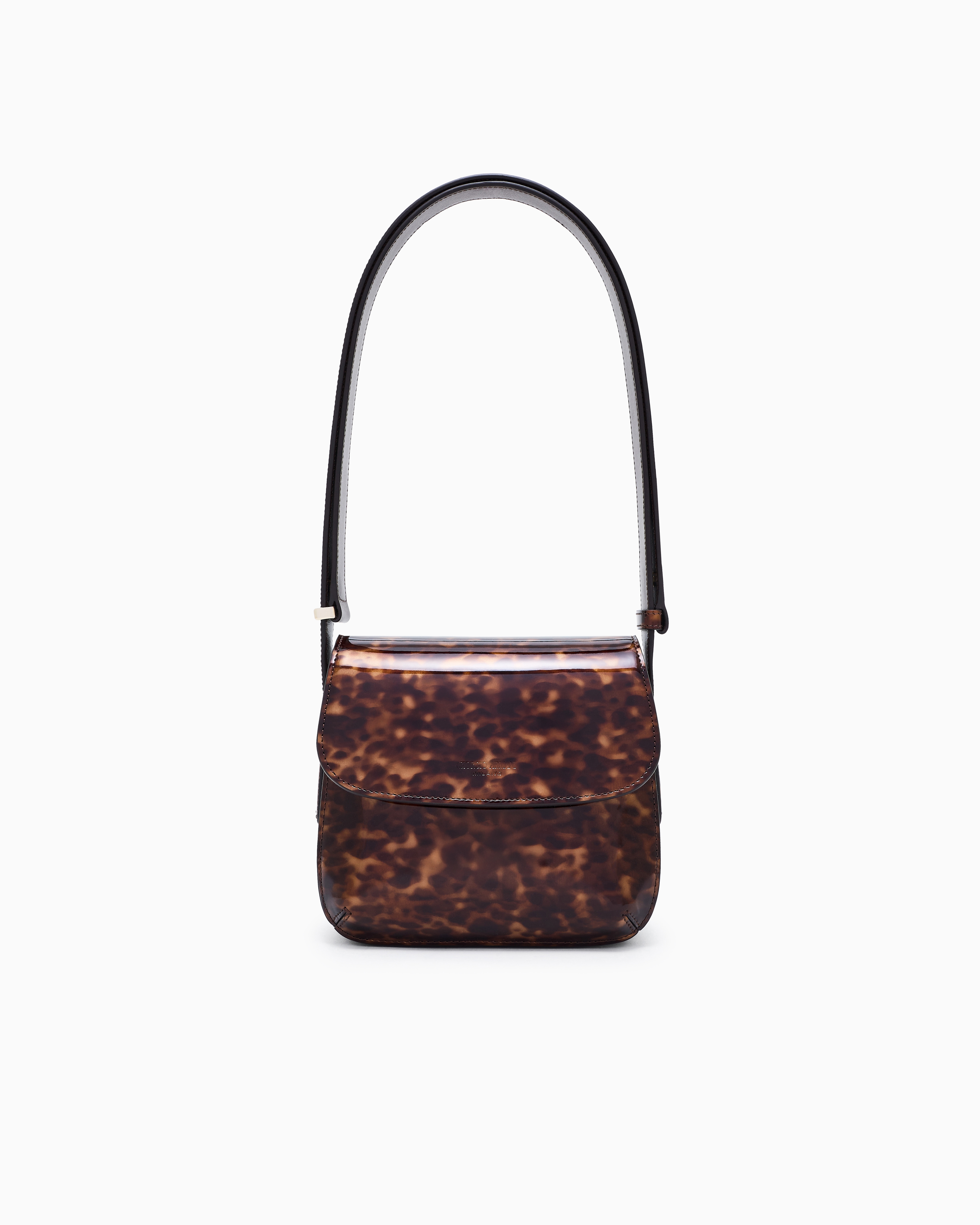 Giorgio Armani Brown La Prima Bag In Tortoiseshell Patent Leather