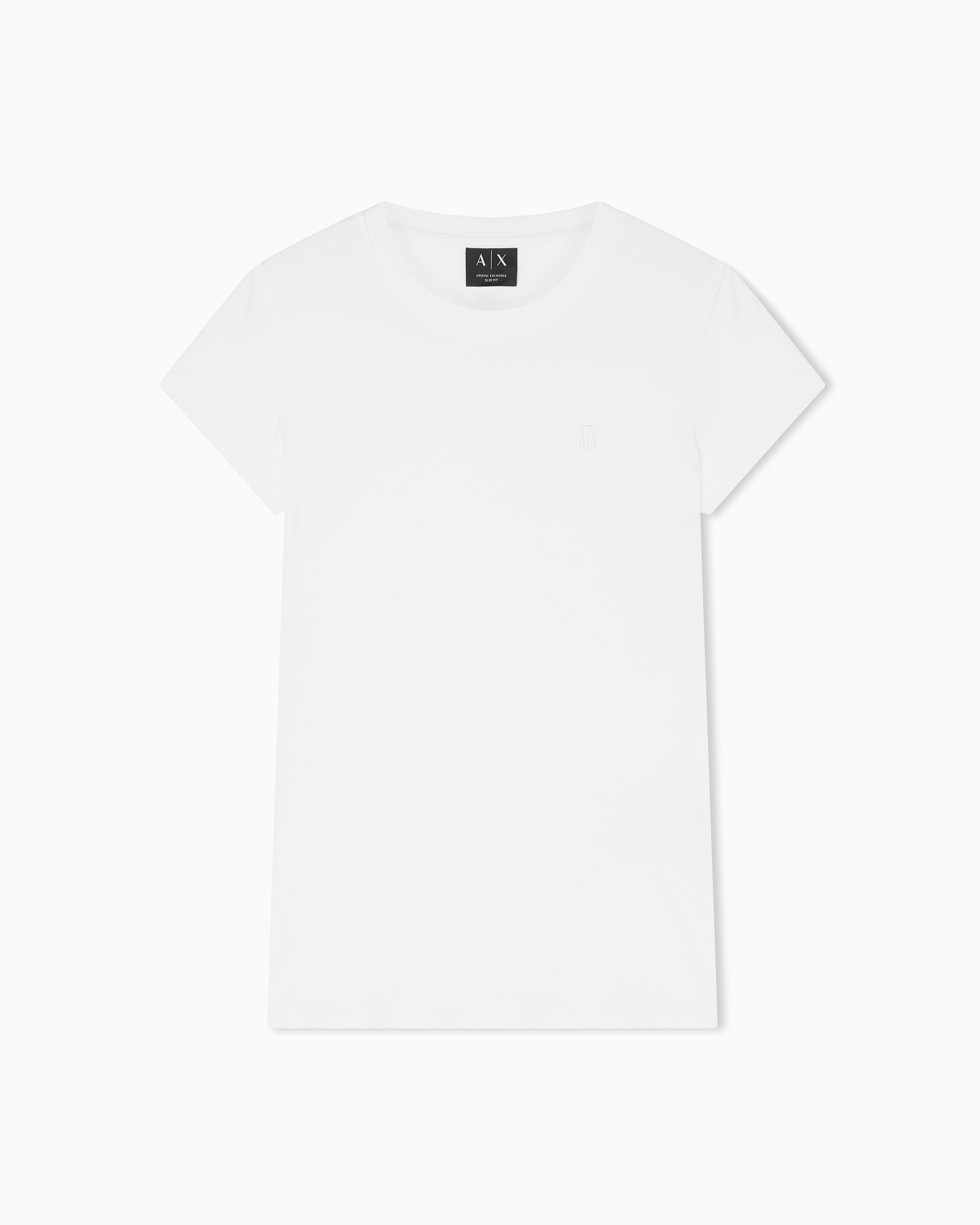 Armani Exchange White Slim Fit T-Shirt In Stretch Cotton Jersey