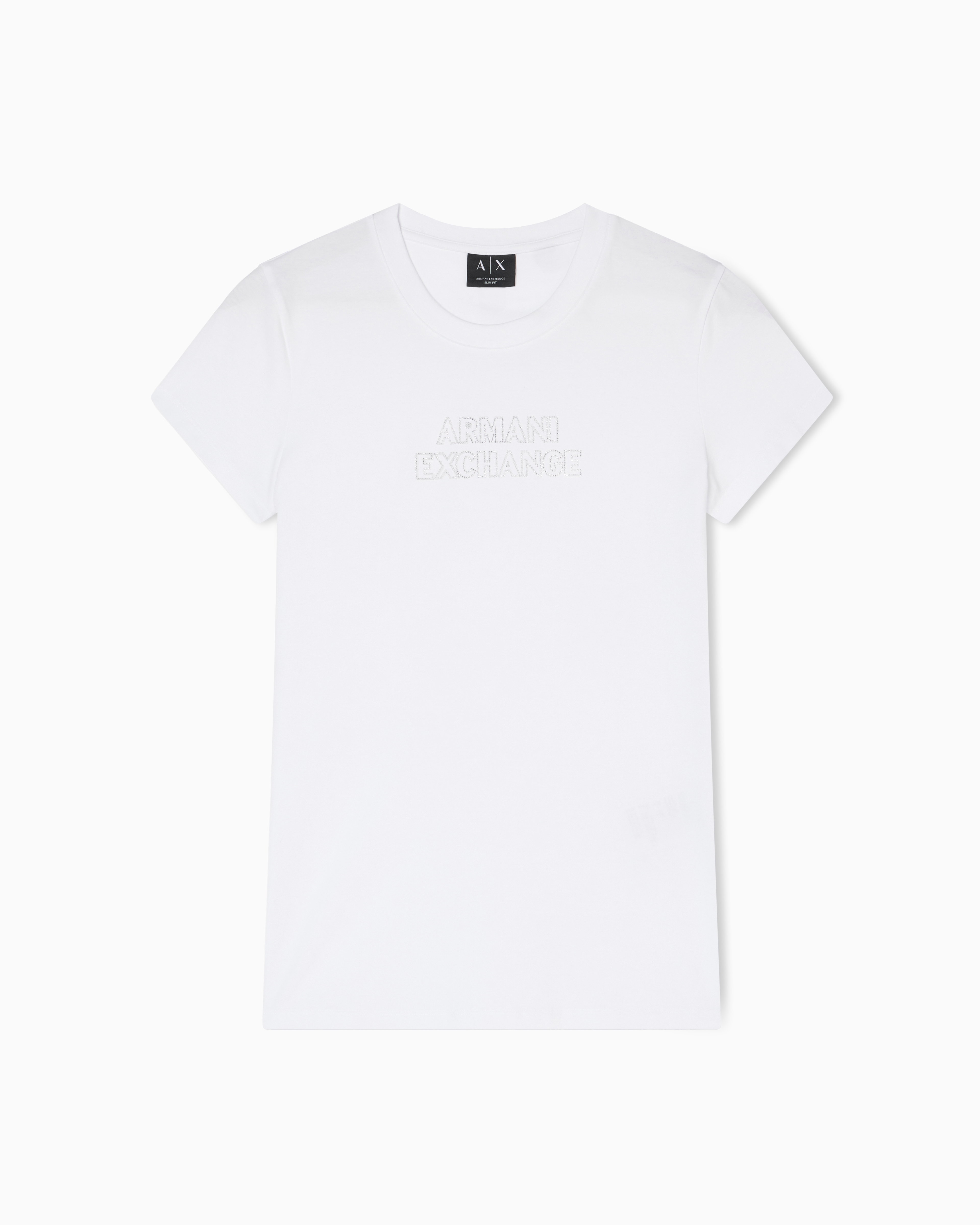 Armani Exchange White Slim Fit T-Shirt In Stretch Cotton Jersey